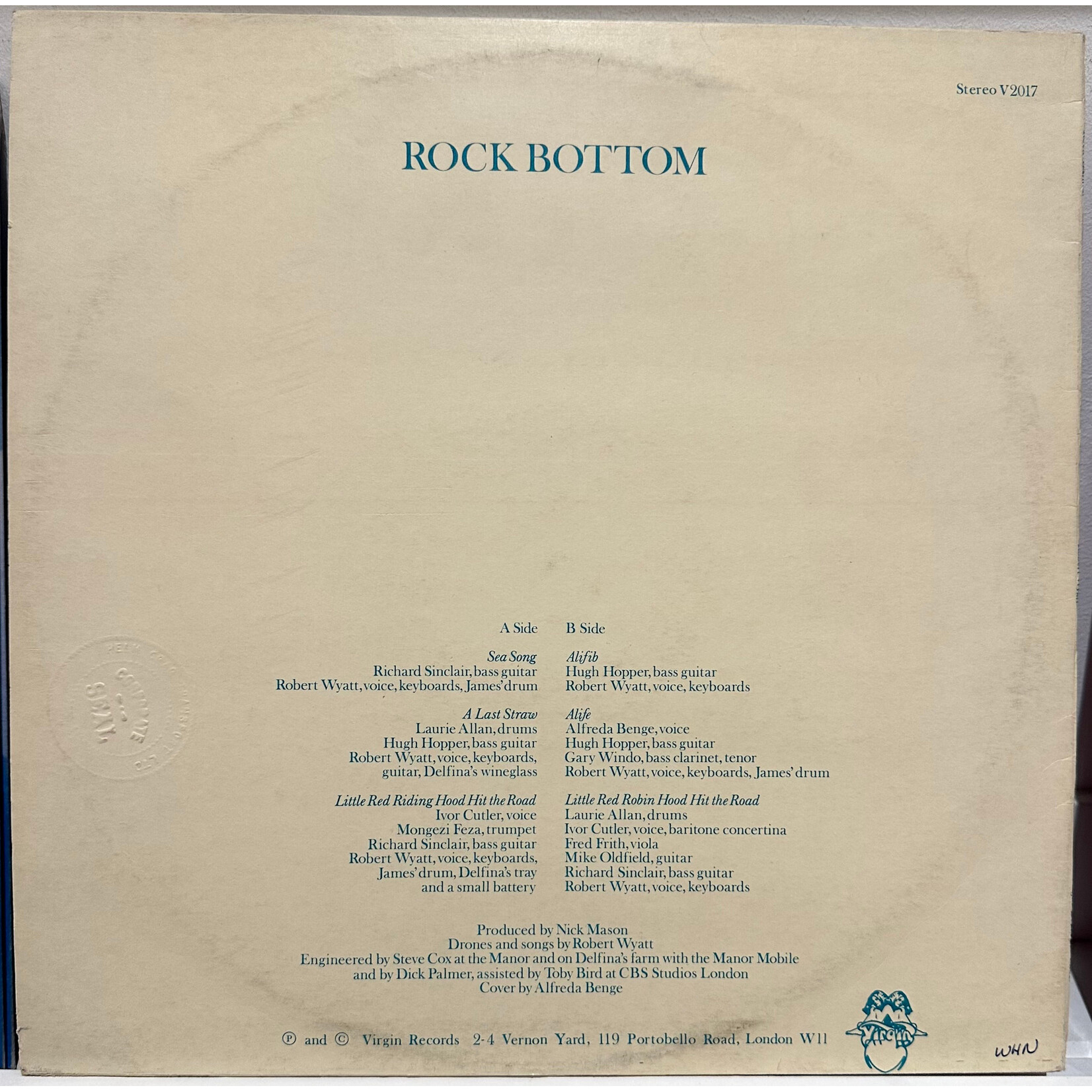 [Kollectible Vinyl] Wyatt, Robert: Rock Bottom (1976, UK, Green Twin Label, Disc VG+) [VIRGIN]