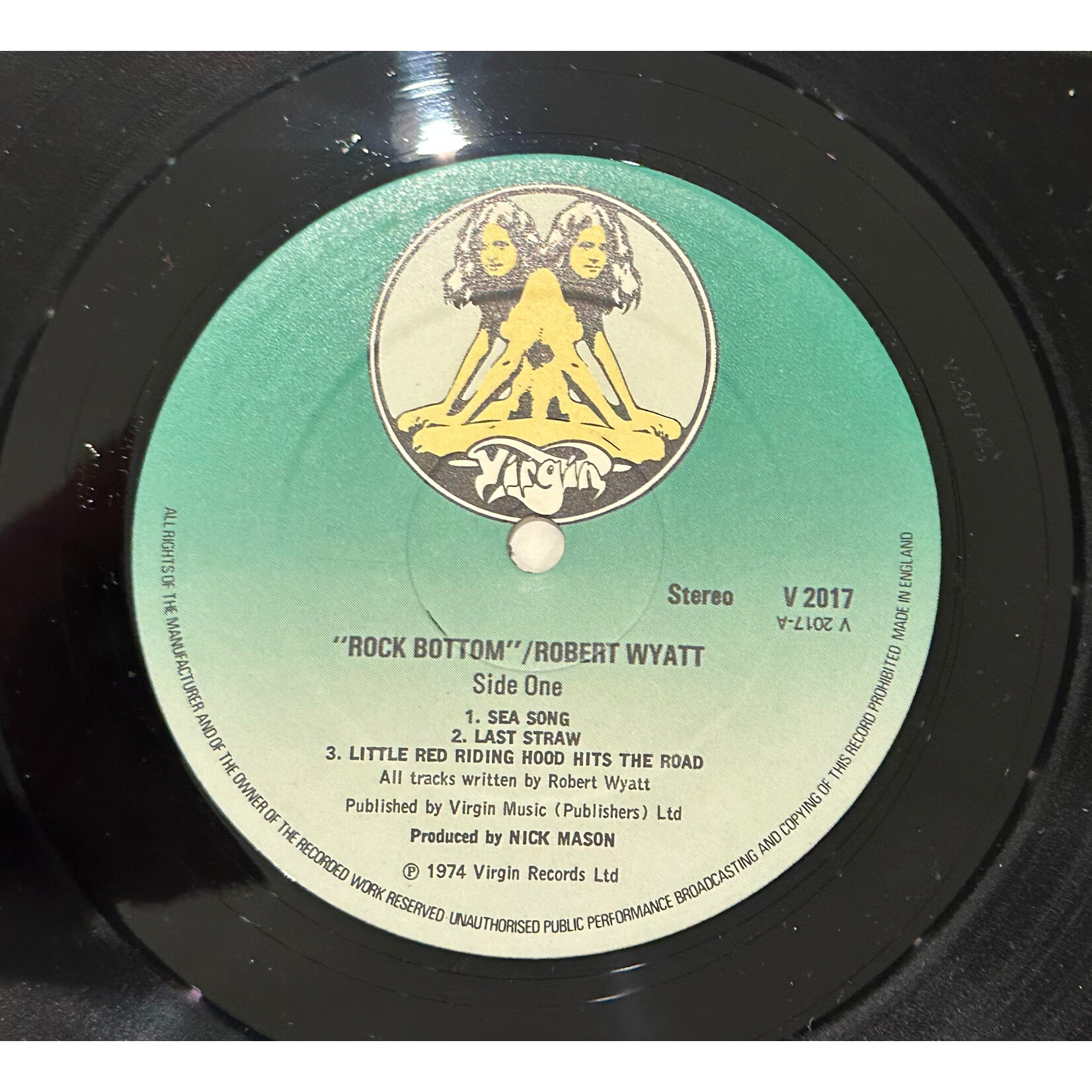 [Kollectible Vinyl] Wyatt, Robert: Rock Bottom (1976, UK, Green Twin Label, Disc VG+) [VIRGIN]