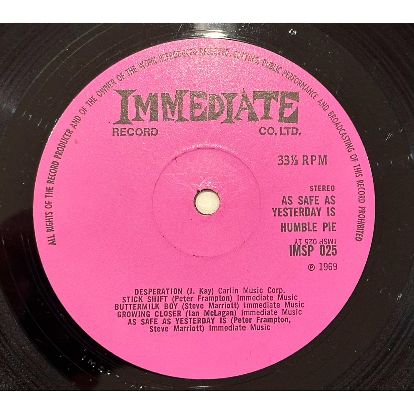 [Kollectible Vinyl] Humble Pie: As Safe As Yesterday Is (1969, UK, with inner, Disc VG+) [IMMEDIATE]