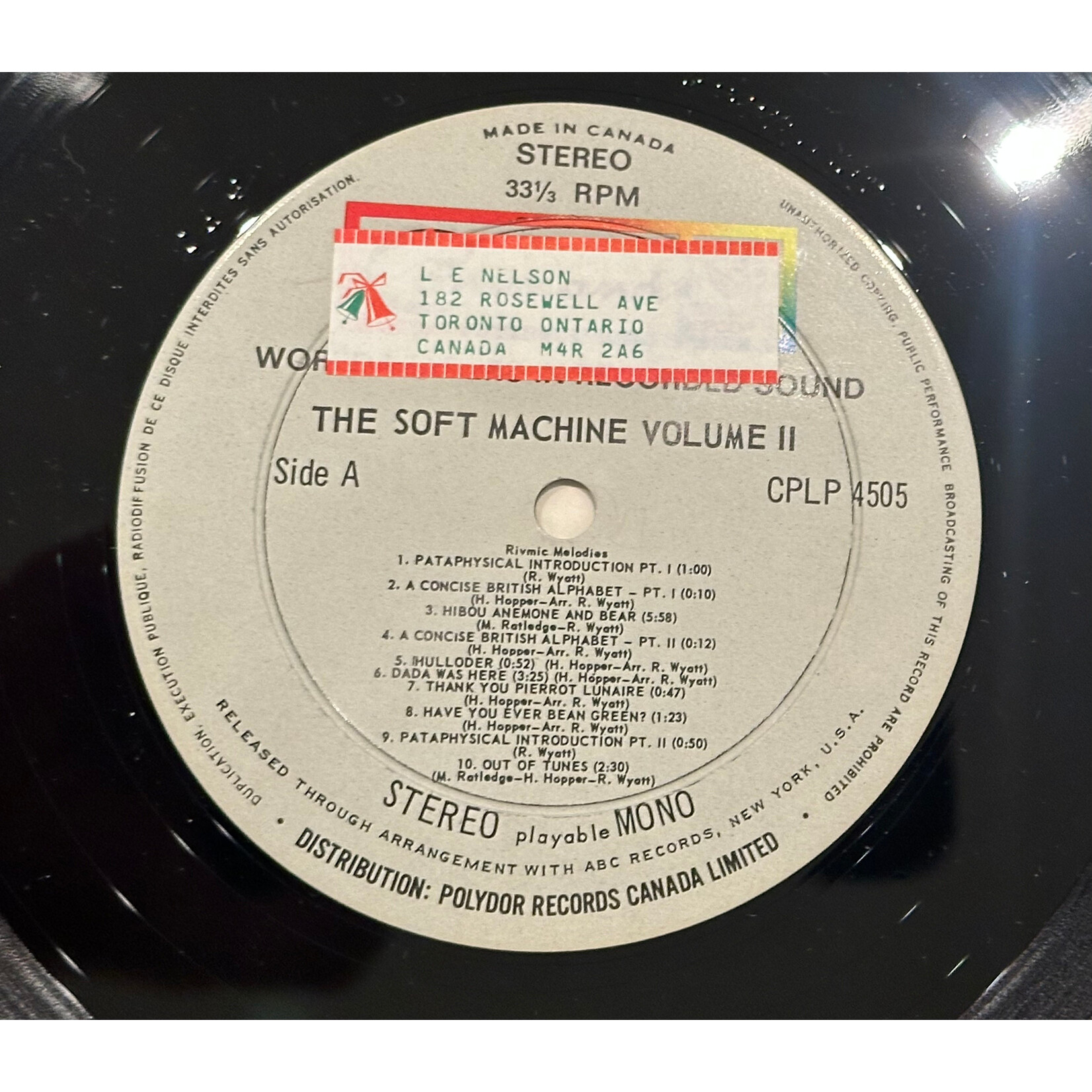 [Kollectible Vinyl] Soft Machine: Volume Two (1969, Canada, VG+) [COMMAND]