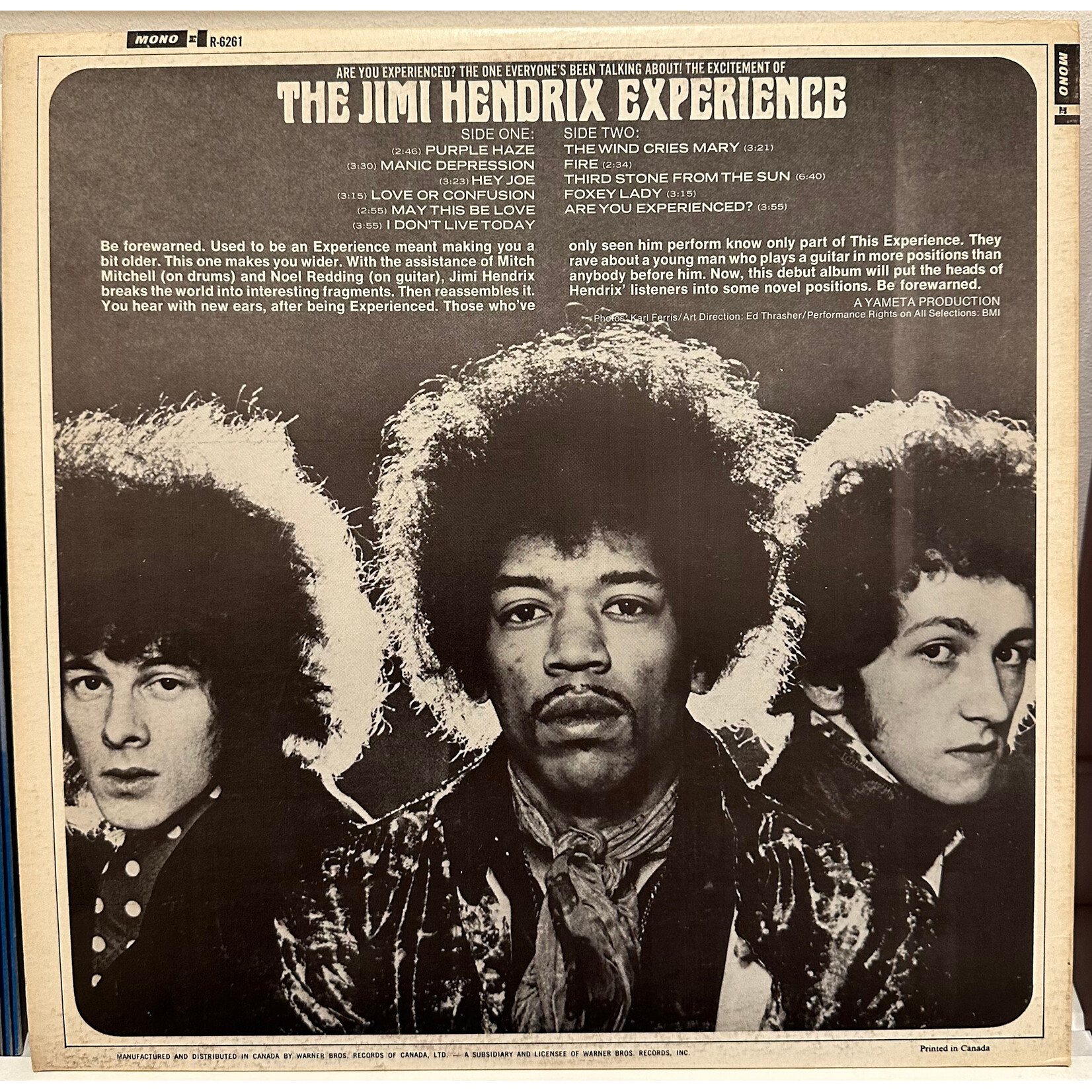 [Kollectible Vinyl] Hendrix, Jimi (Experience): Are You Experienced (1967, Canada, Mono, Tri-colour Reprise, VG+) [REPRISE]