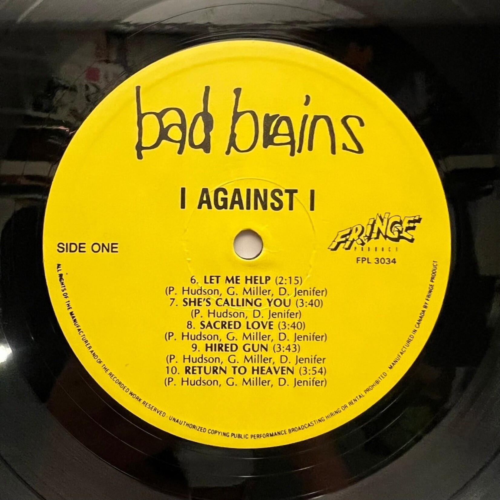 [Kollectible Vinyl] Bad Brains: I Against I (1986, Canada, VG+) [FRINGE]