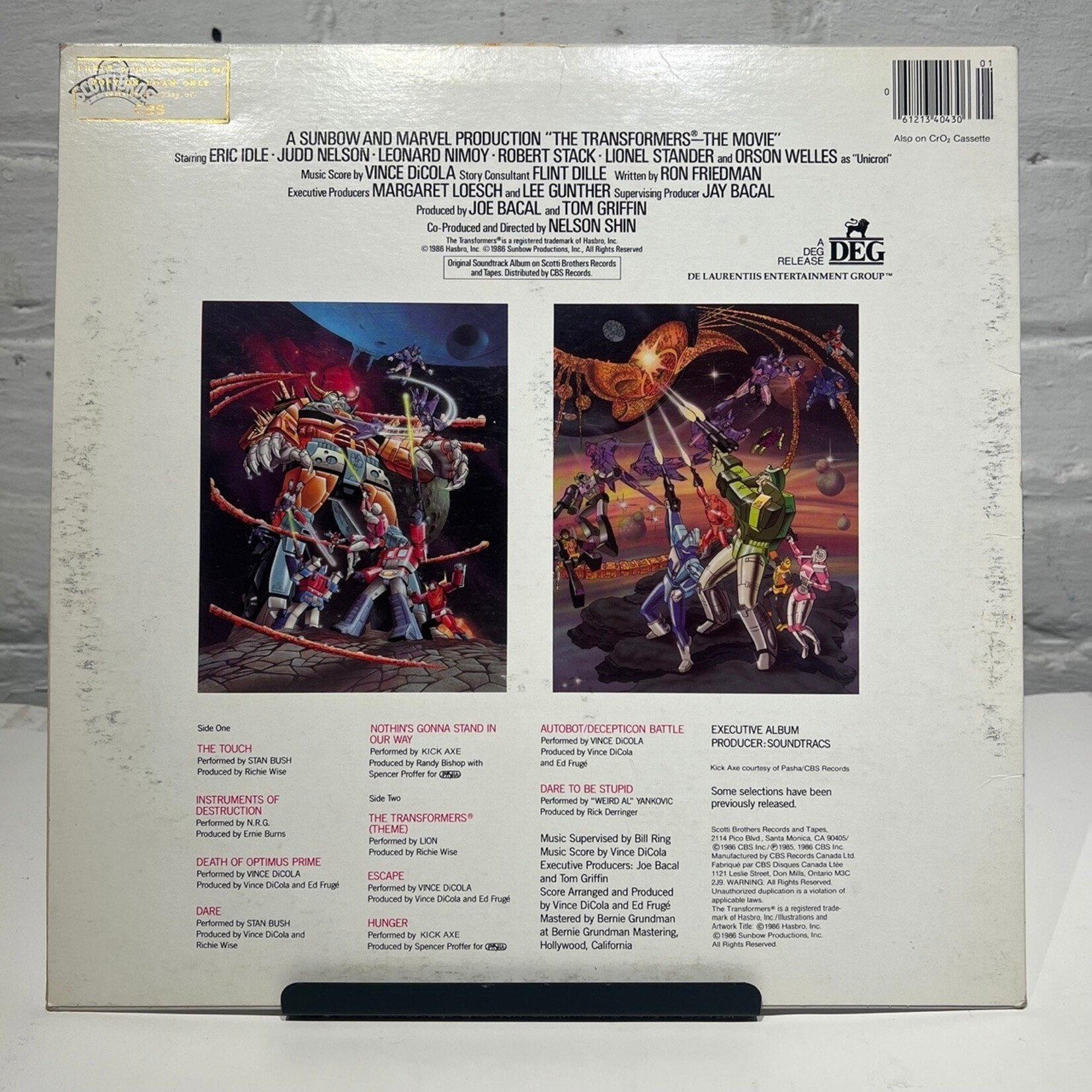 [Kollectible Vinyl] Various: Transformers - the Movie Original Motion Picture Soundtrack (1986, CANADA, Gold-Stamp, Promo, Soundtrack, VG)[SCOTTI BROTHERS]