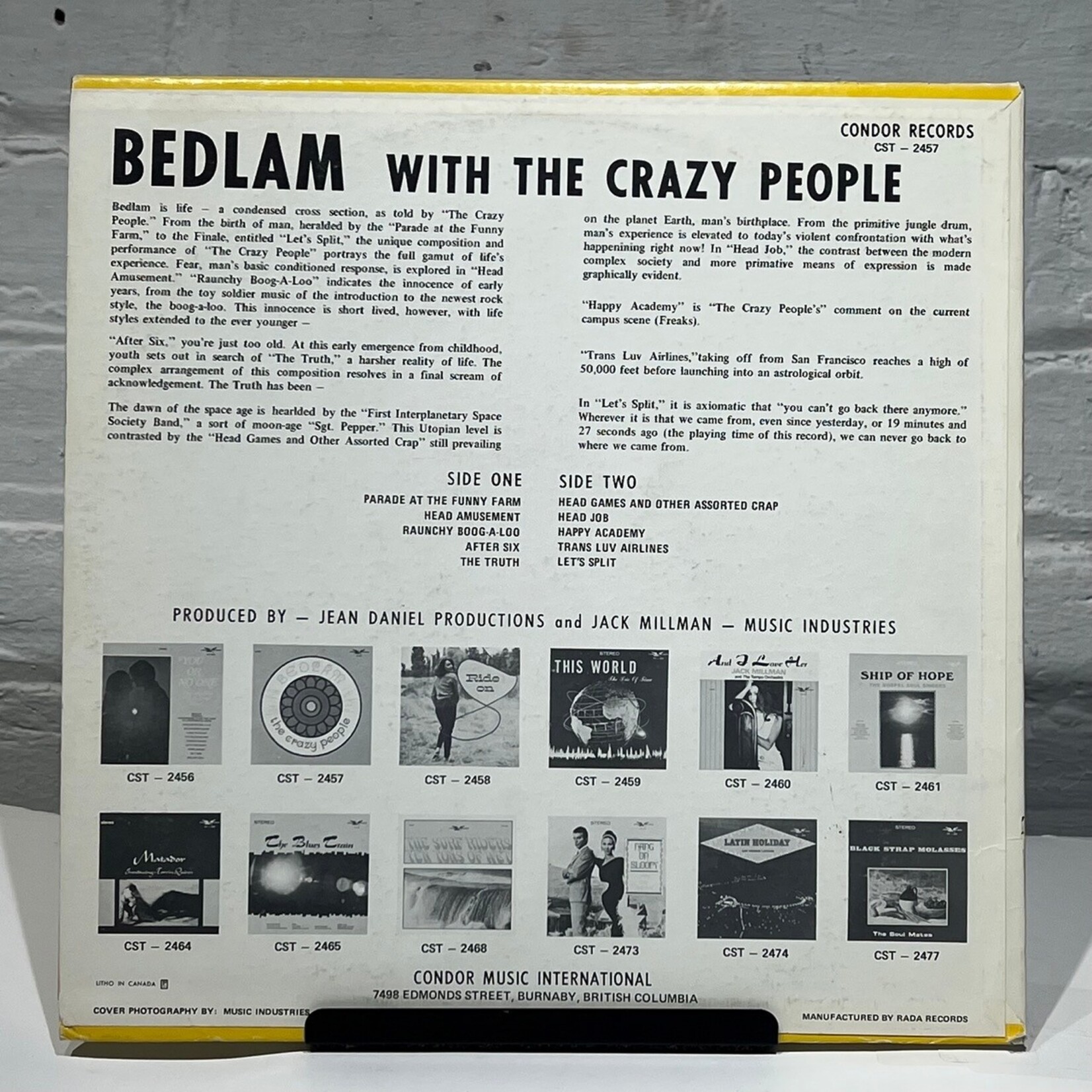 [Kollectible Vinyl] Bedlam: The Crazy People (1983, CANADA, VG) [CONDOR]