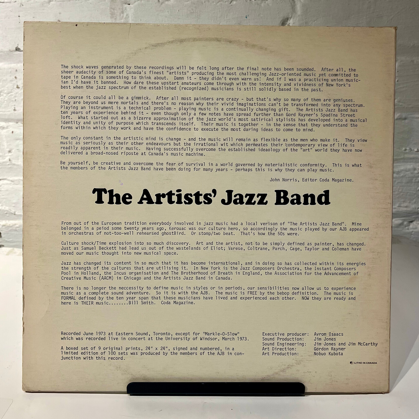 [Kollectible Vinyl] Artists' Jazz Band: Double Album (1973, Canada, VG+) [ISAACS GALLERY]