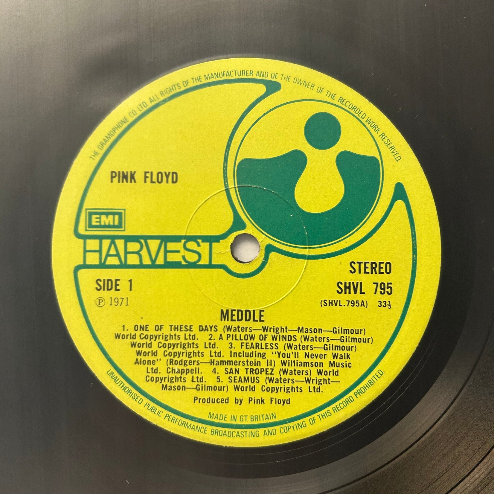 [Nick's Disk Pics] Pink Floyd: Meddle (1971, UK, "The Gramophone" Rights Info, VG) [HARVEST]