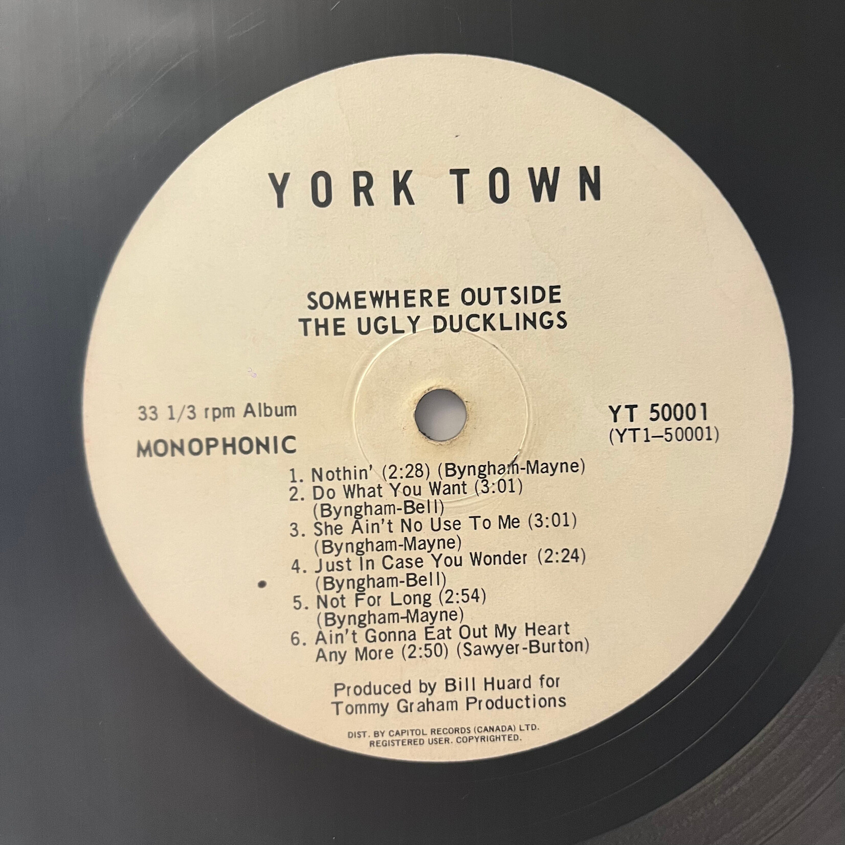 [Nick's Disk Pics] Ugly Ducklings: Somewhere Outside (1967, Canada, White Yorktown, Disc G+) [YORKTOWN]
