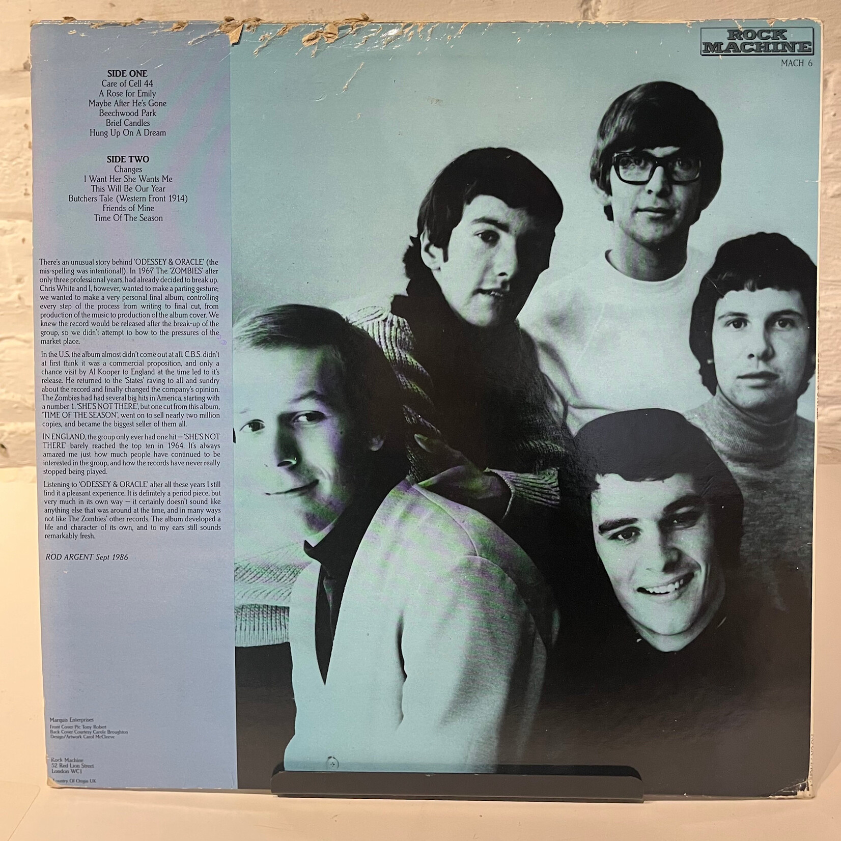 [Nick's Disk Pics] Zombies: Odessey & Oracle (1986, UK, Alternative Cover, Disc VG+) [ROCK MACHINE]