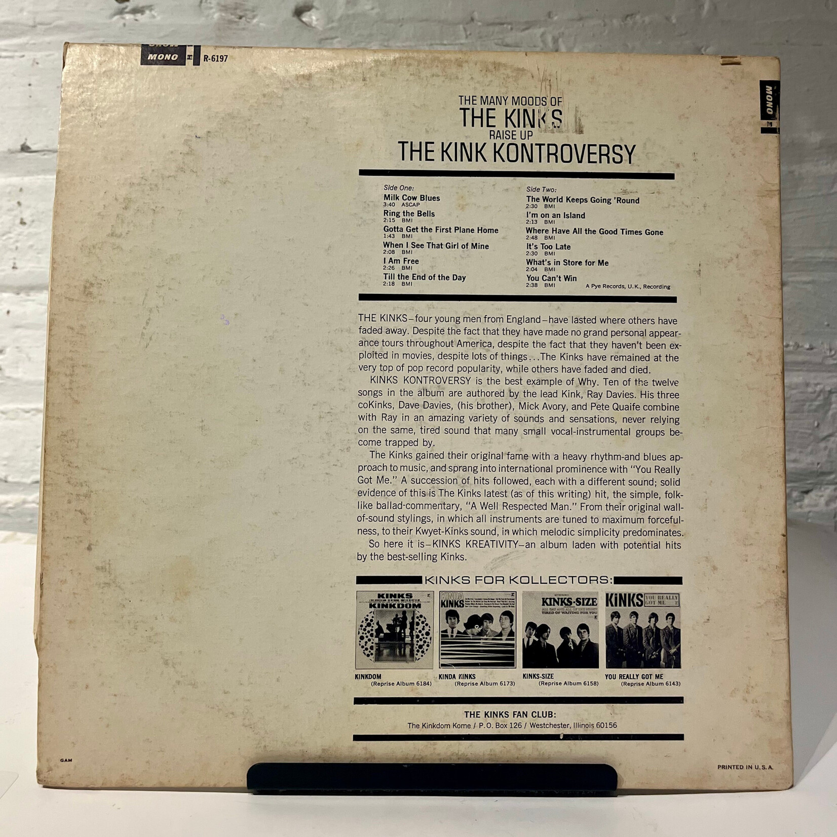 [Nick's Disk Pics] Kinks: The Kink Kontroversy (1966, USA, Mono, White Label Promo, VG) [REPRISE]