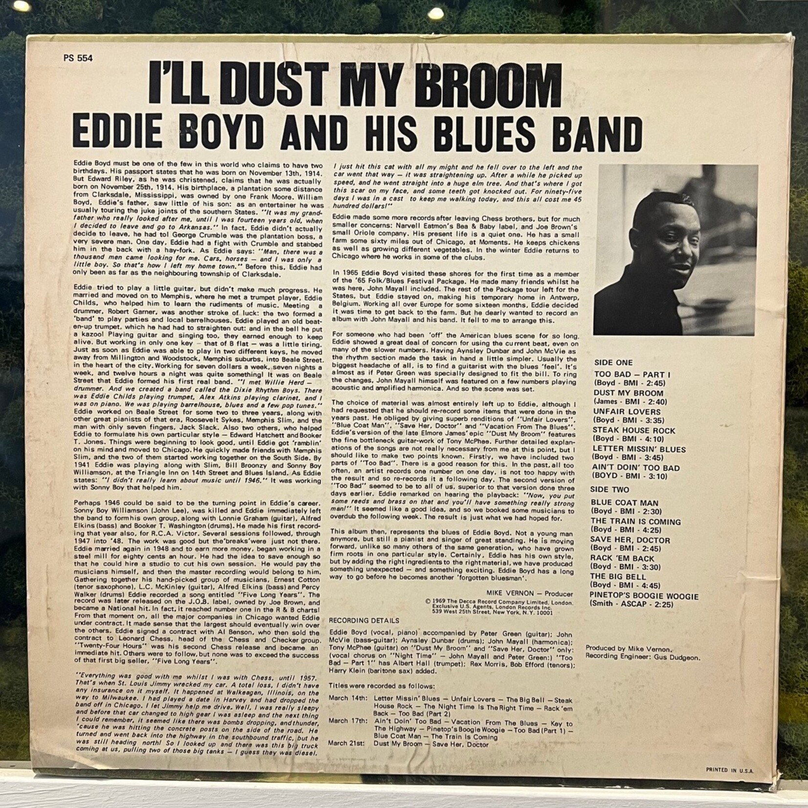 [Kollectible Vinyl] Boyd, Eddie and His Blues Band Featuring Peter Green: I'll Dust My Broom (1969, USA, VG) [LONDON]