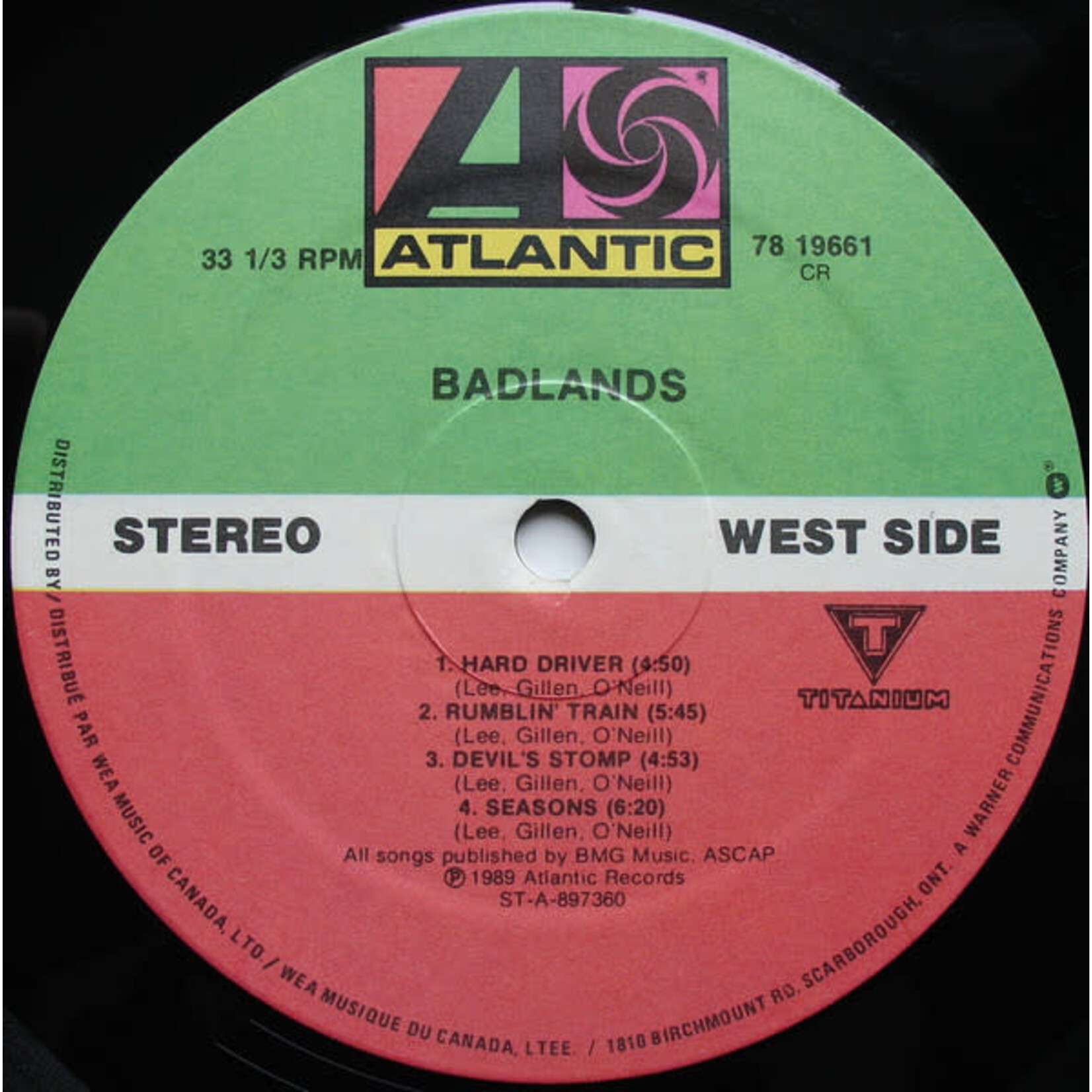 [Kollectible Vinyl] Badlands: Badlands (1989, Canada, w/ Inner, EX) [ATLANTIC]