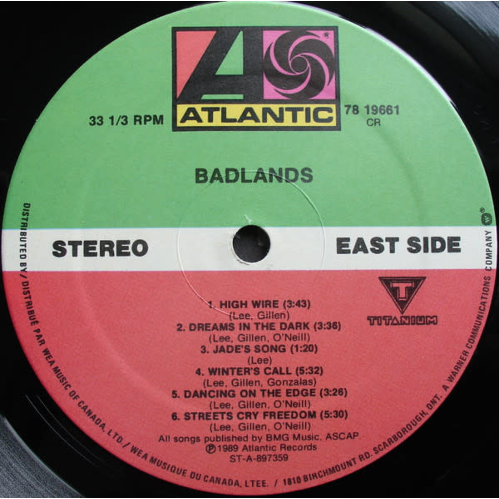 [Kollectible Vinyl] Badlands: Badlands (1989, Canada, w/ Inner, EX) [ATLANTIC]