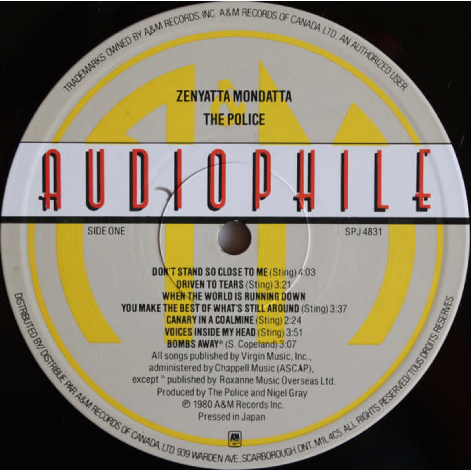 [Kollectible Vinyl] Police: Zenyatta Mondatta (1980s, Canada, Audiophile Press, VG+) [A&M)