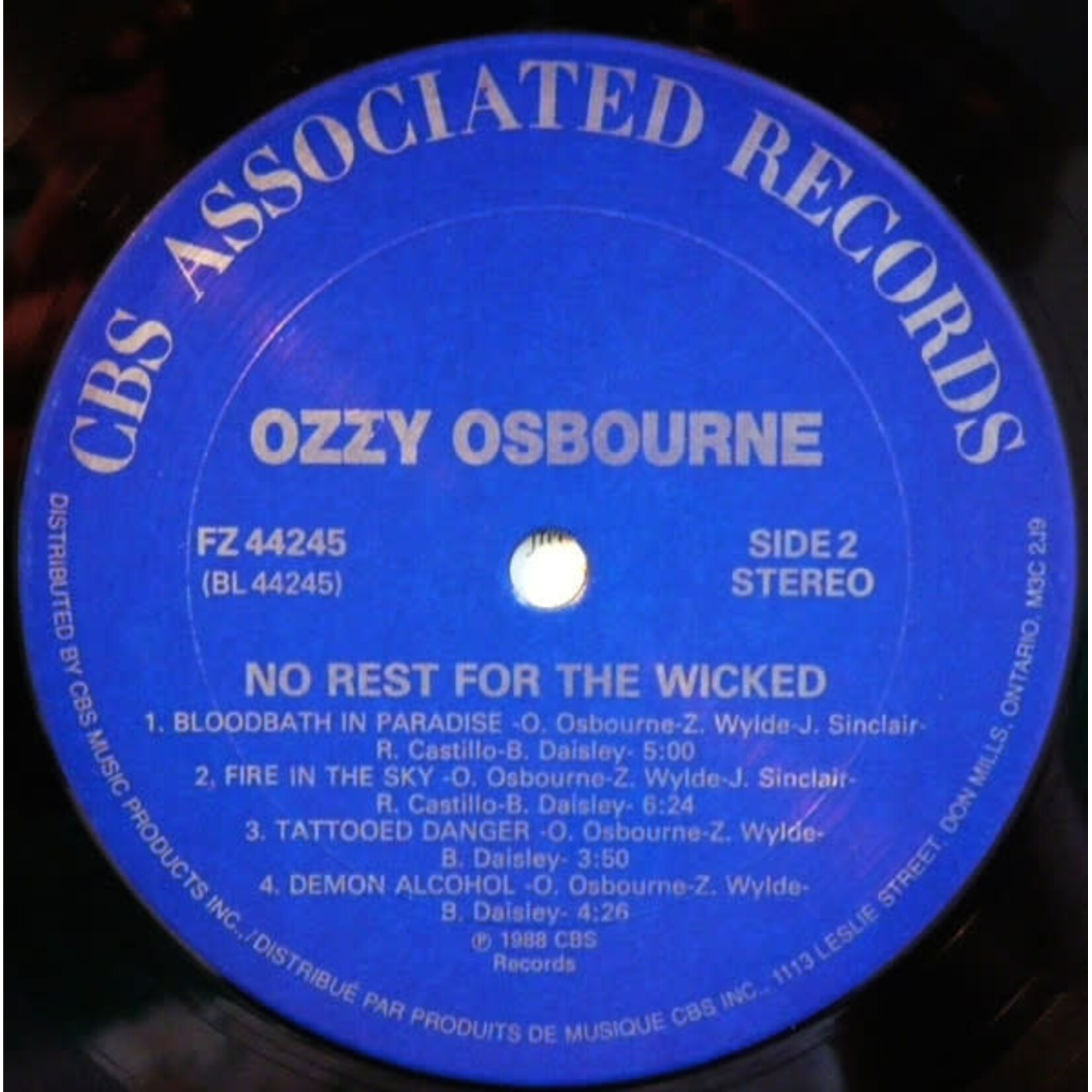 [Kollectible Vinyl] Ozzy Osbourne: No Rest For The Wicked (In shrink w/ inner, 1988, Canada, VG+) [CBS]