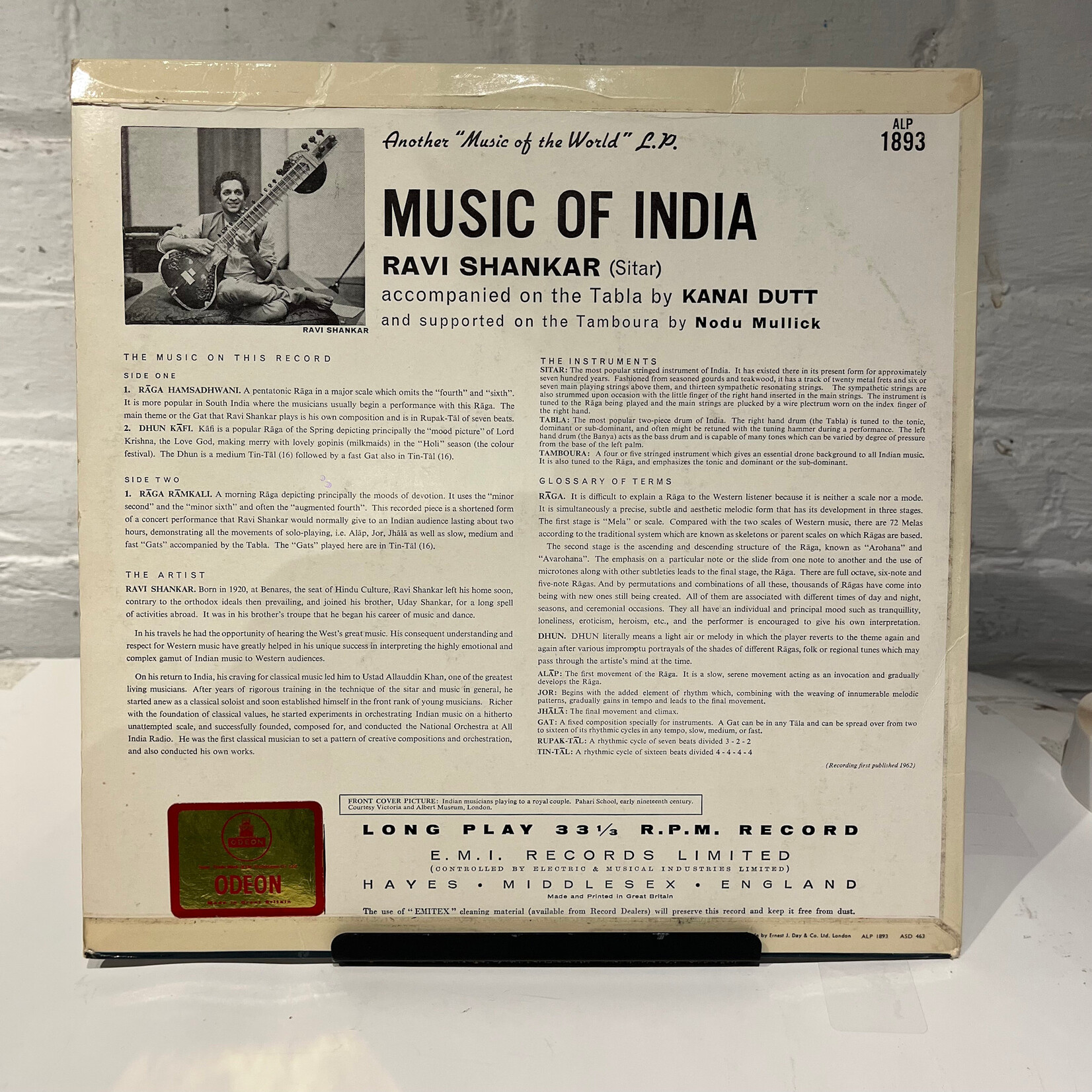 [Kollectible Vinyl] Shankar, Ravi: Music of India (1962, UK, VG+) [ODEON]