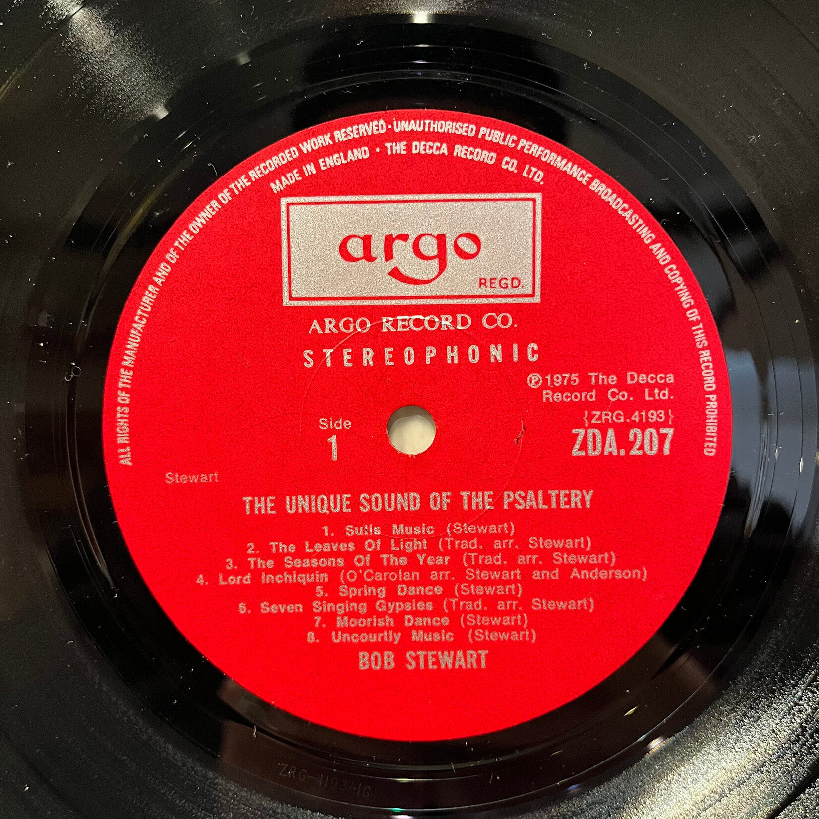 [Kollectible Vinyl] Stewart, Bob: The Unique Sound Of The Psaltery (1975, UK, Ex) [ARGO]