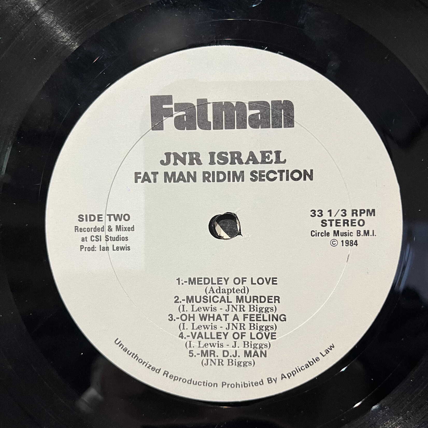 [Nick's Disk Pics] Fatman Ridim Section Feat. Jr Biggs: King Of Love (1984, USA, VG) [FATMAN]