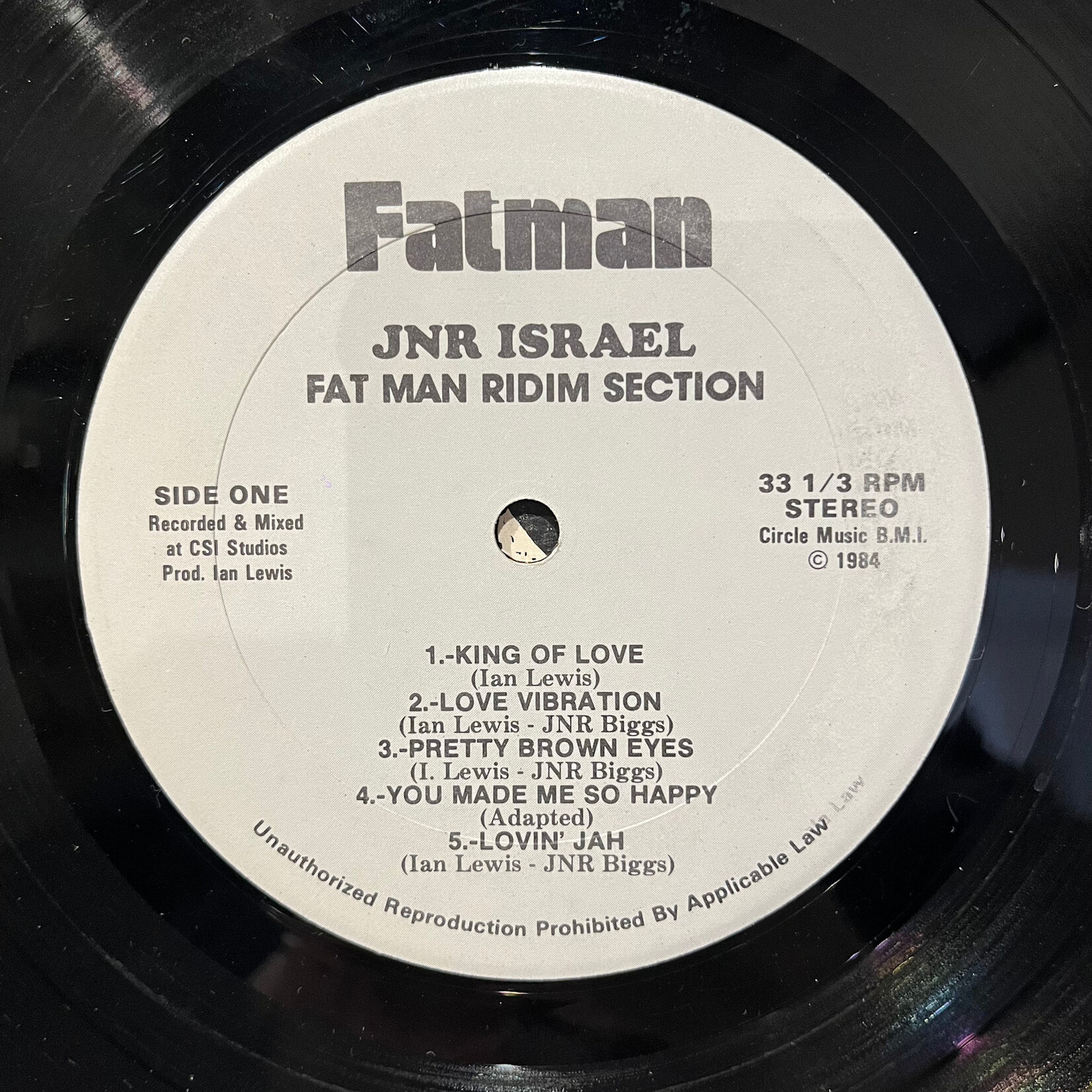 [Nick's Disk Pics] Fatman Ridim Section Feat. Jr Biggs: King Of Love (1984, USA, VG) [FATMAN]
