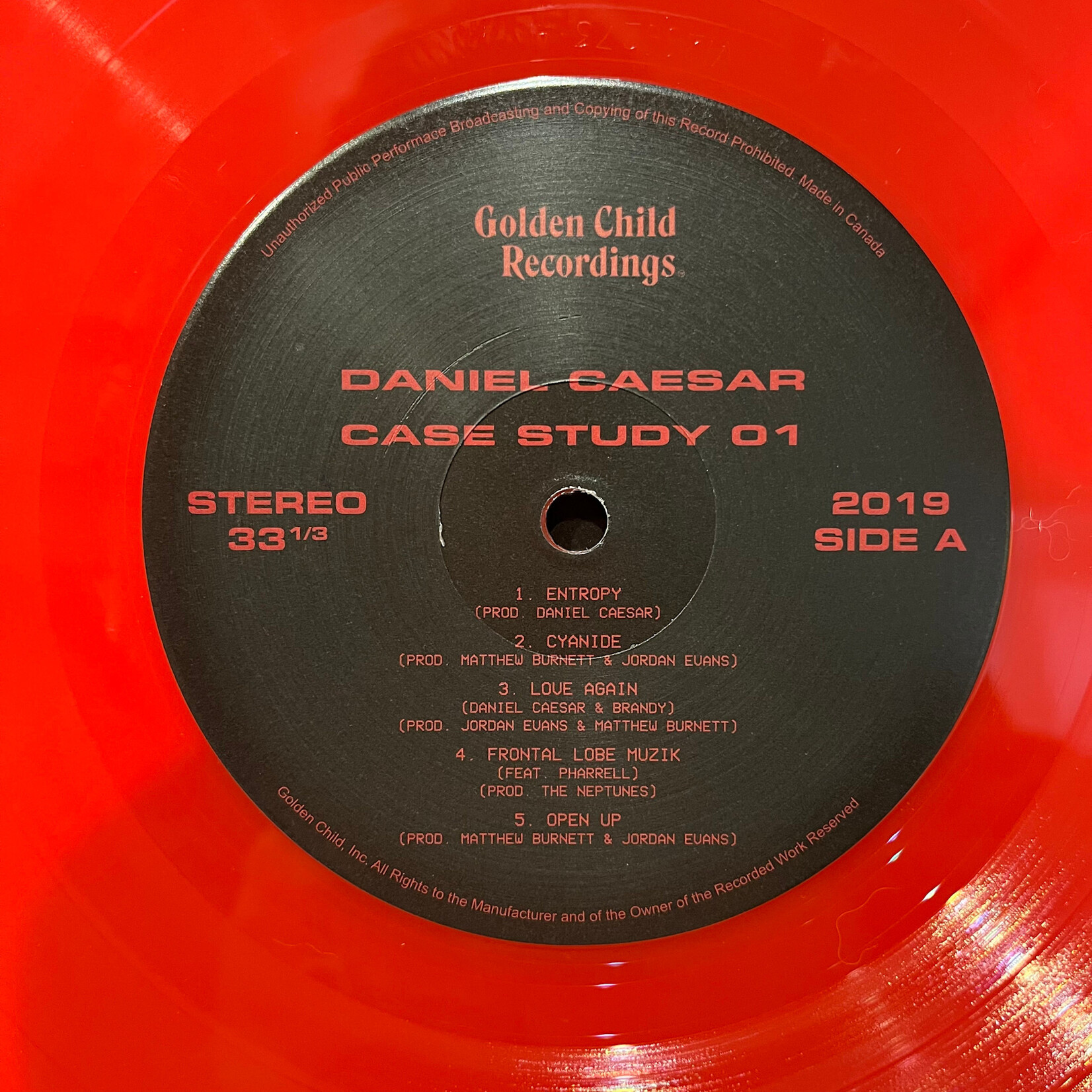 [Kollectible Vinyl] Caesar, Daniel: Case Study 01 (Translucent Red Vinyl, 2019, Canada, VG+) [GOLDEN CHILD]