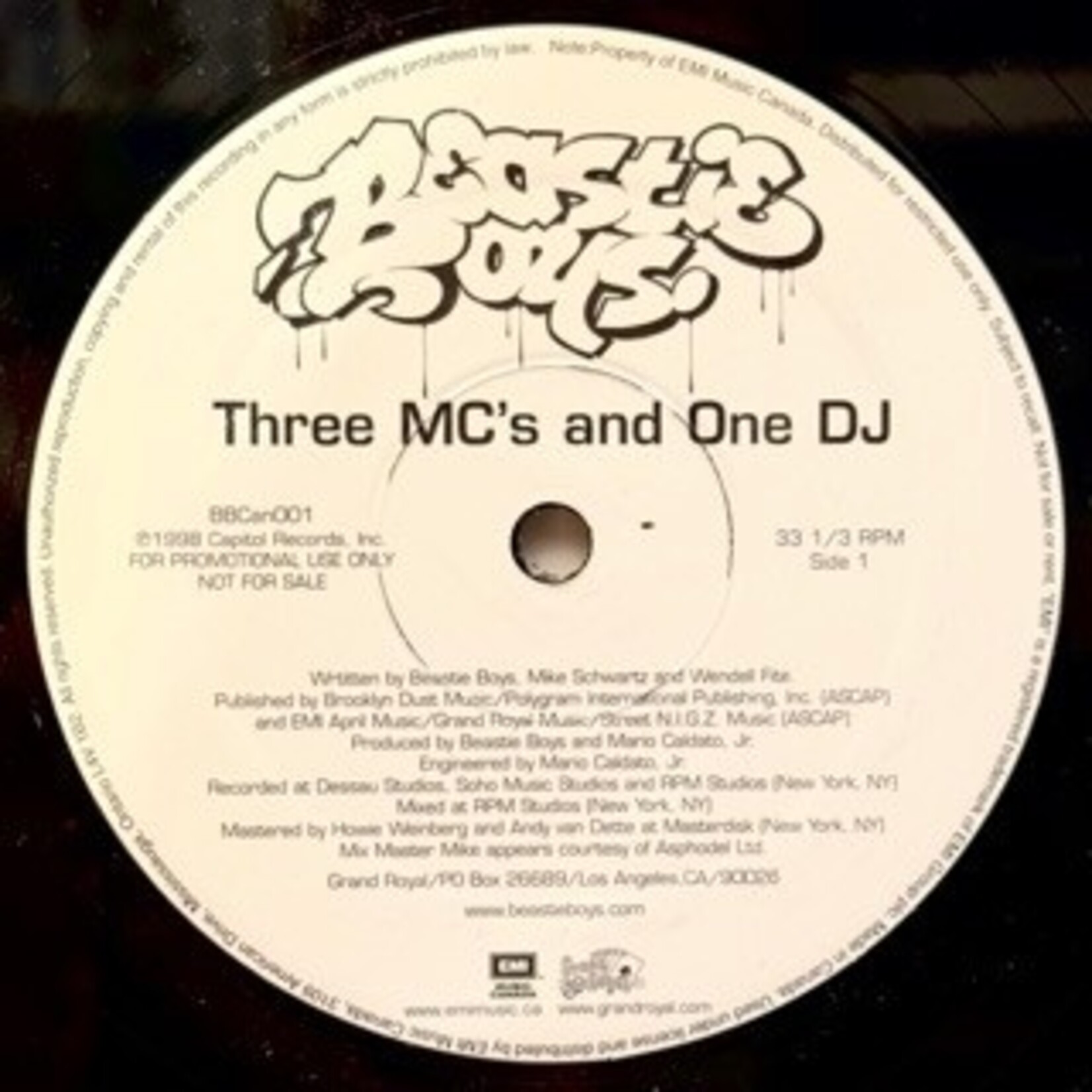 [Nick's Disk Pics] Beastie Boys: Three MC's and One DJ (1998, CANADA, 12", HipHop, Ex)[EMI]