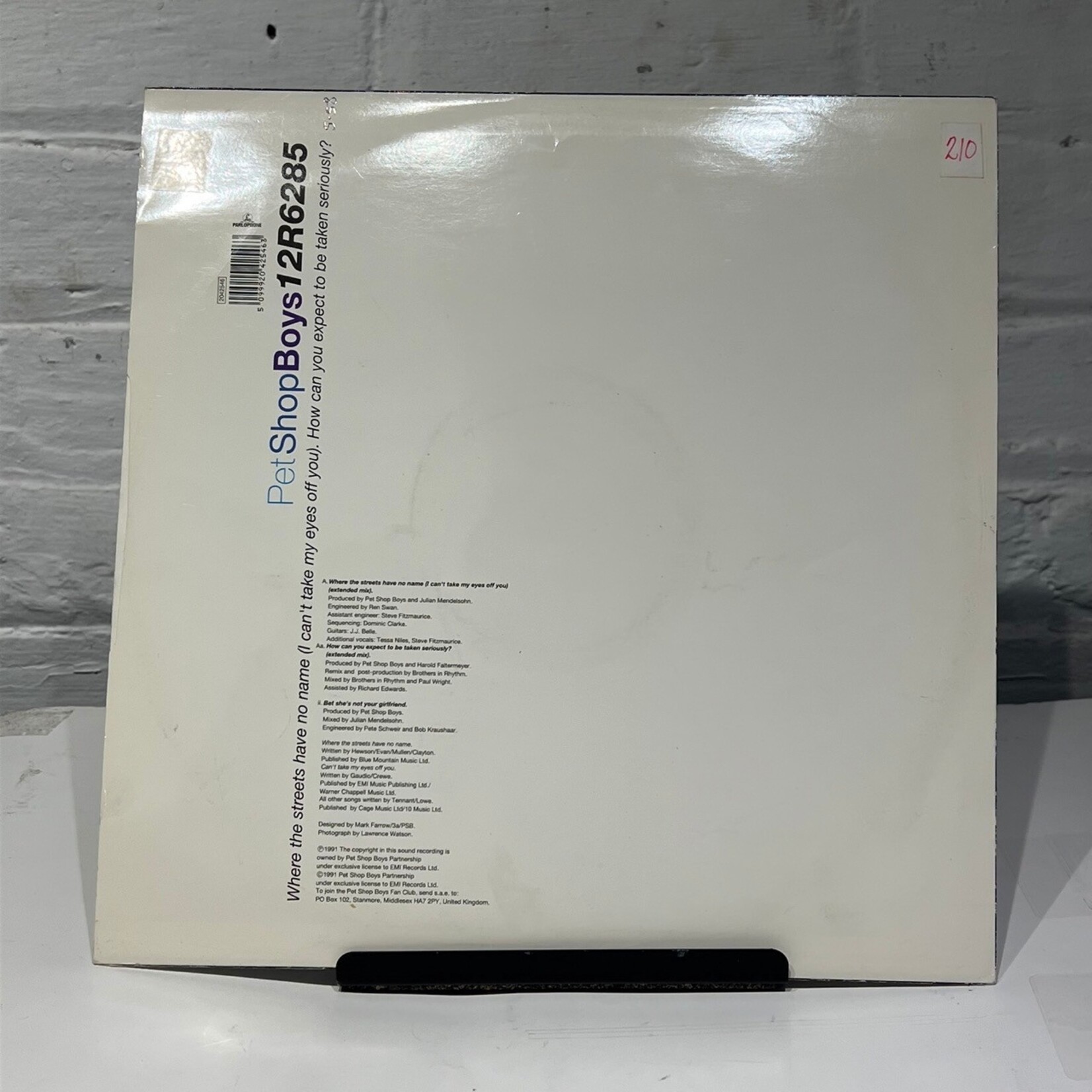[Nick's Disk Pics] Pet Shop Boys: Where the Streets Have No Name / How Can You Expect to Be Taken Seriously (1991, UK, 12", VG+) [PARLOPHONE]