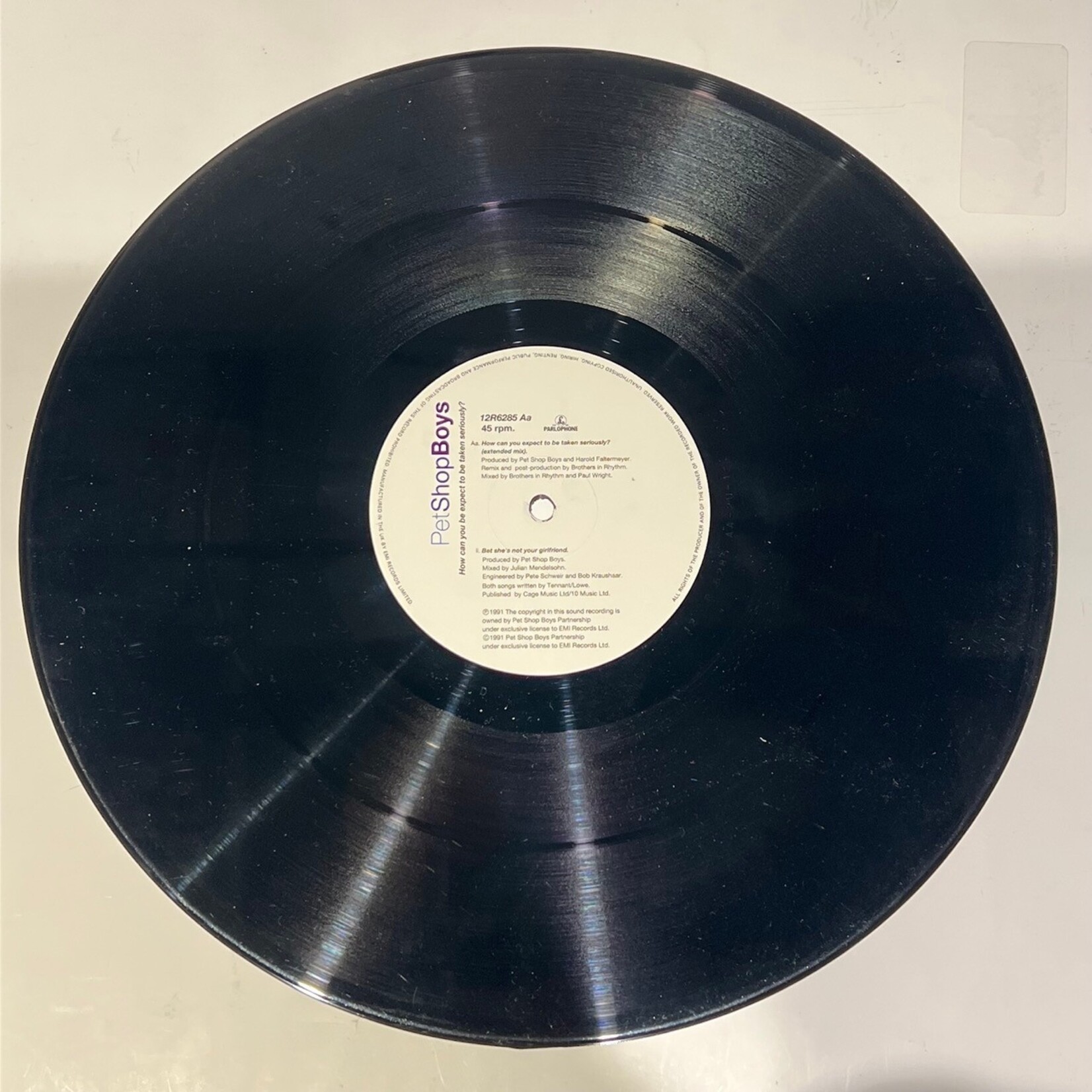 [Nick's Disk Pics] Pet Shop Boys: Where the Streets Have No Name / How Can You Expect to Be Taken Seriously (1991, UK, 12", VG+) [PARLOPHONE]
