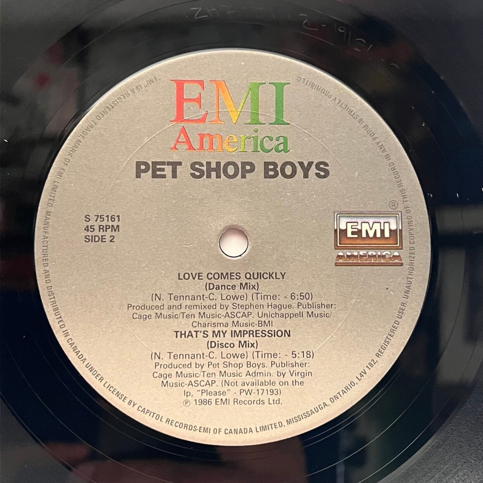 [Nick's Disk Pics] Pet Shop Boys: Love Comes Quickly (1986, CANADA, 12" EP, VG+) [EMI]