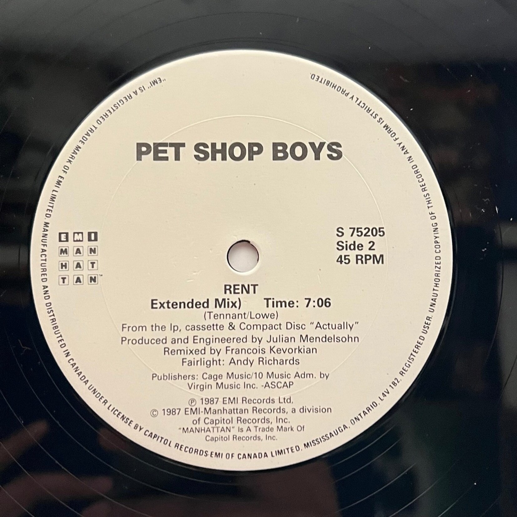 [Nick's Disk Pics] Pet Shop Boys: What Have I Done To Deserve This/Rent (w/ Dusty Springfield) (1987, CANADA, 12", VG+)[EMI]