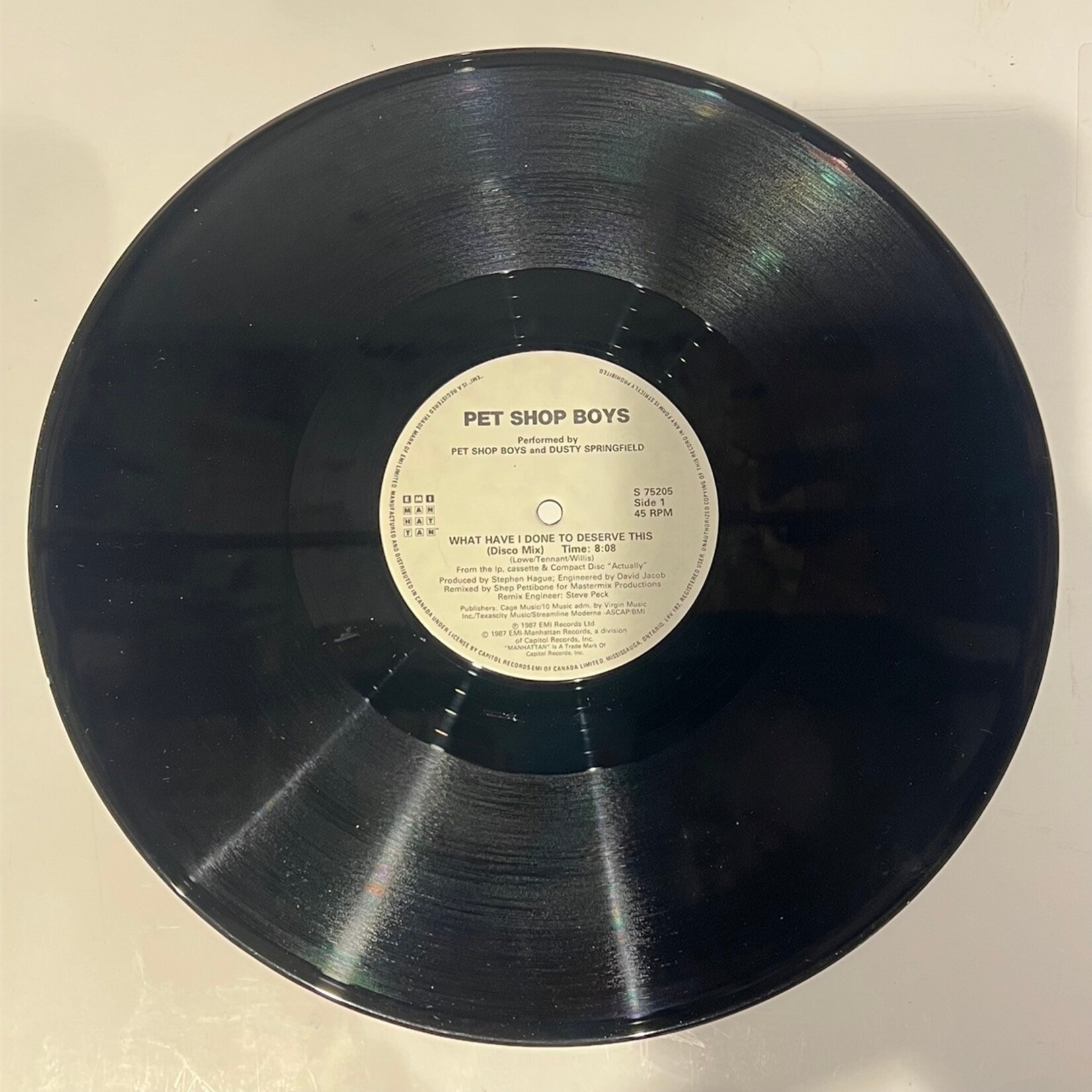 [Nick's Disk Pics] Pet Shop Boys: What Have I Done To Deserve This/Rent (w/ Dusty Springfield) (1987, CANADA, 12", VG+)[EMI]