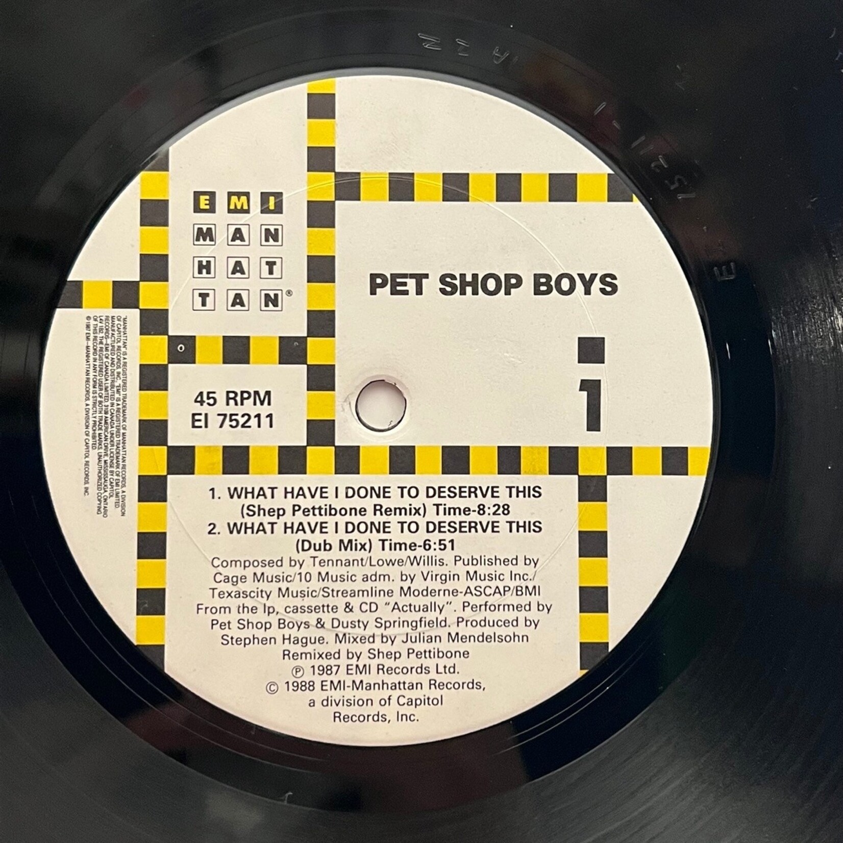 [Nick's Disk Pics] Pet Shop Boys w Dusty Springfield: What Have I Done To Deserve This (1988, USA, 12" EP, VG+)[EMI]
