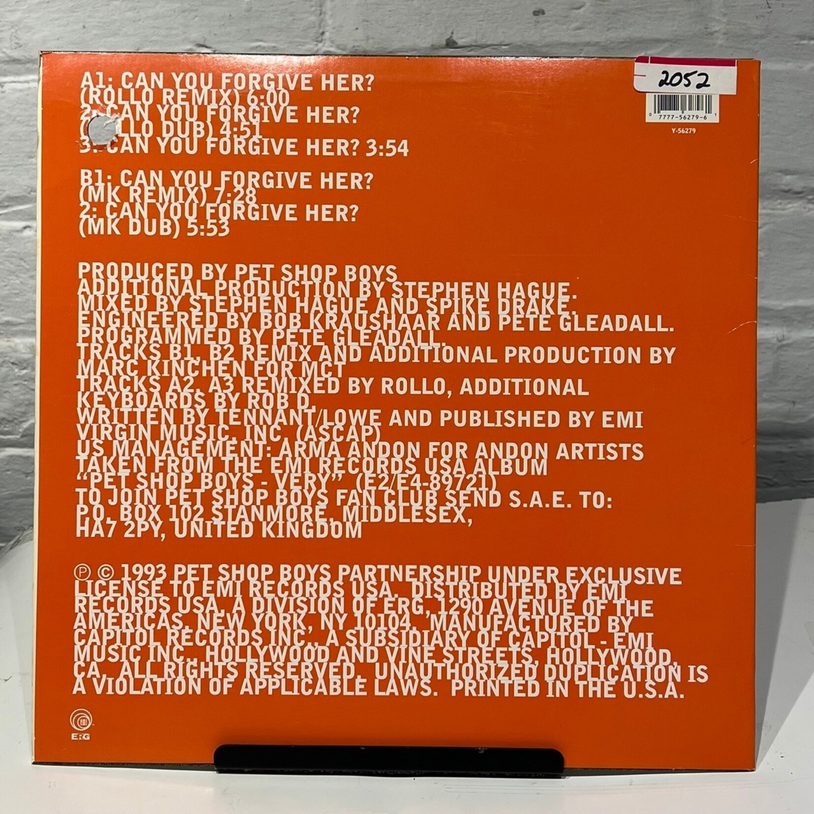 [Nick's Disk Pics] Pet Shop Boys: Can You Forgive Her? (1993, USA, 12' EP,  VG+) [ERG]