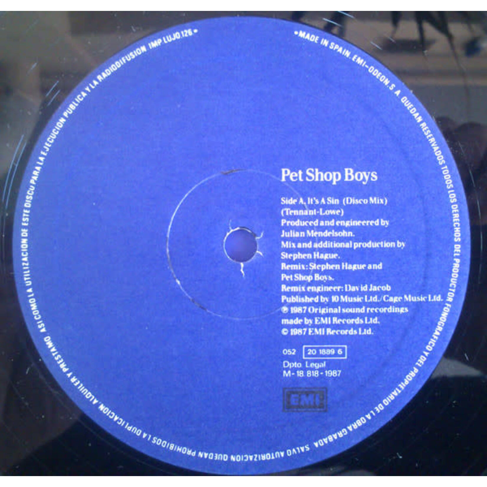 [Nick's Disk Pics] Pet Shop Boys: Its a Sin (12", 1987, EUROPE, Ex) [EMI]