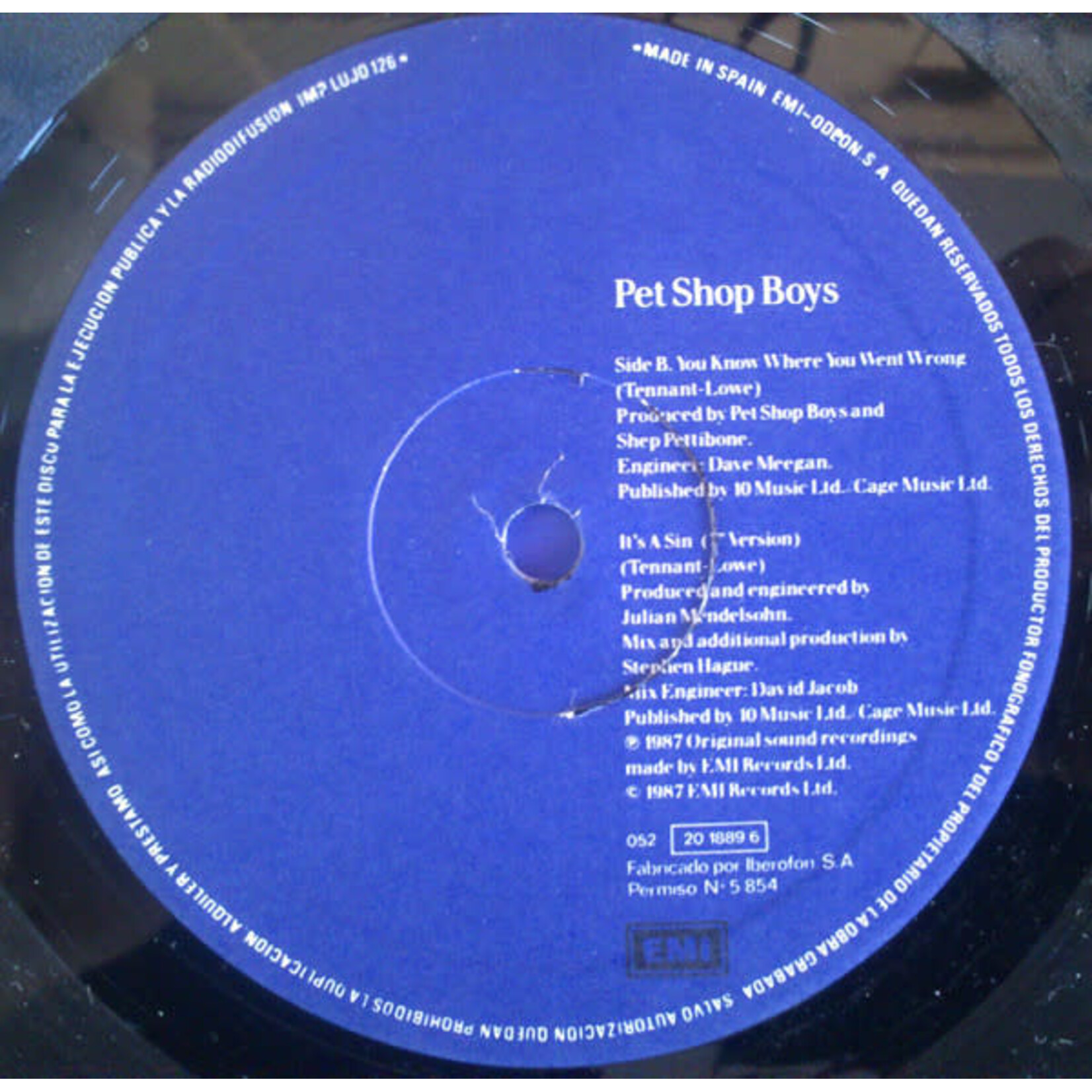 [Nick's Disk Pics] Pet Shop Boys: Its a Sin (12", 1987, EUROPE, Ex) [EMI]