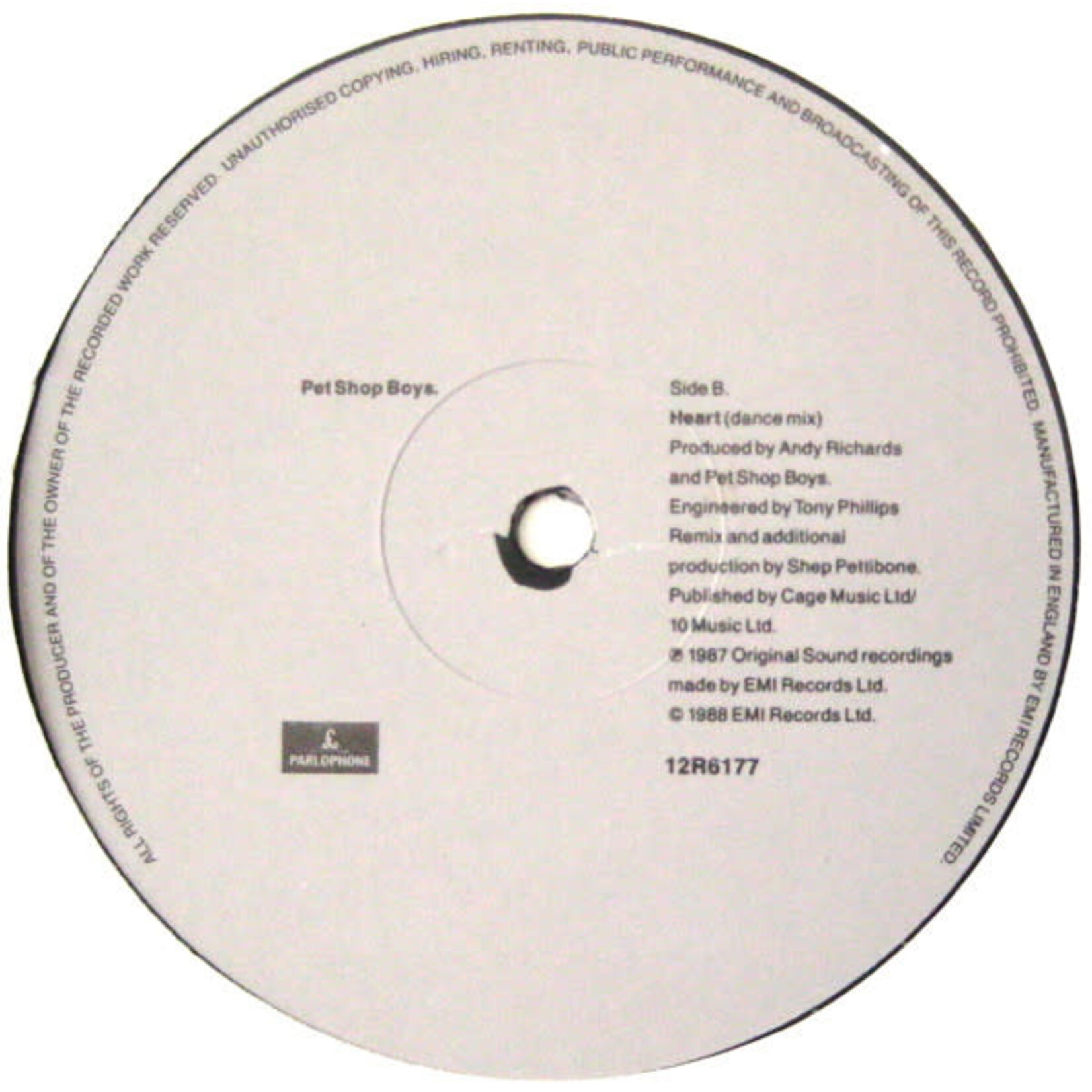 [Nick's Disk Pics] Pet Shop Boys:Heart (1988, UK, 12") [PARLOPHONE]