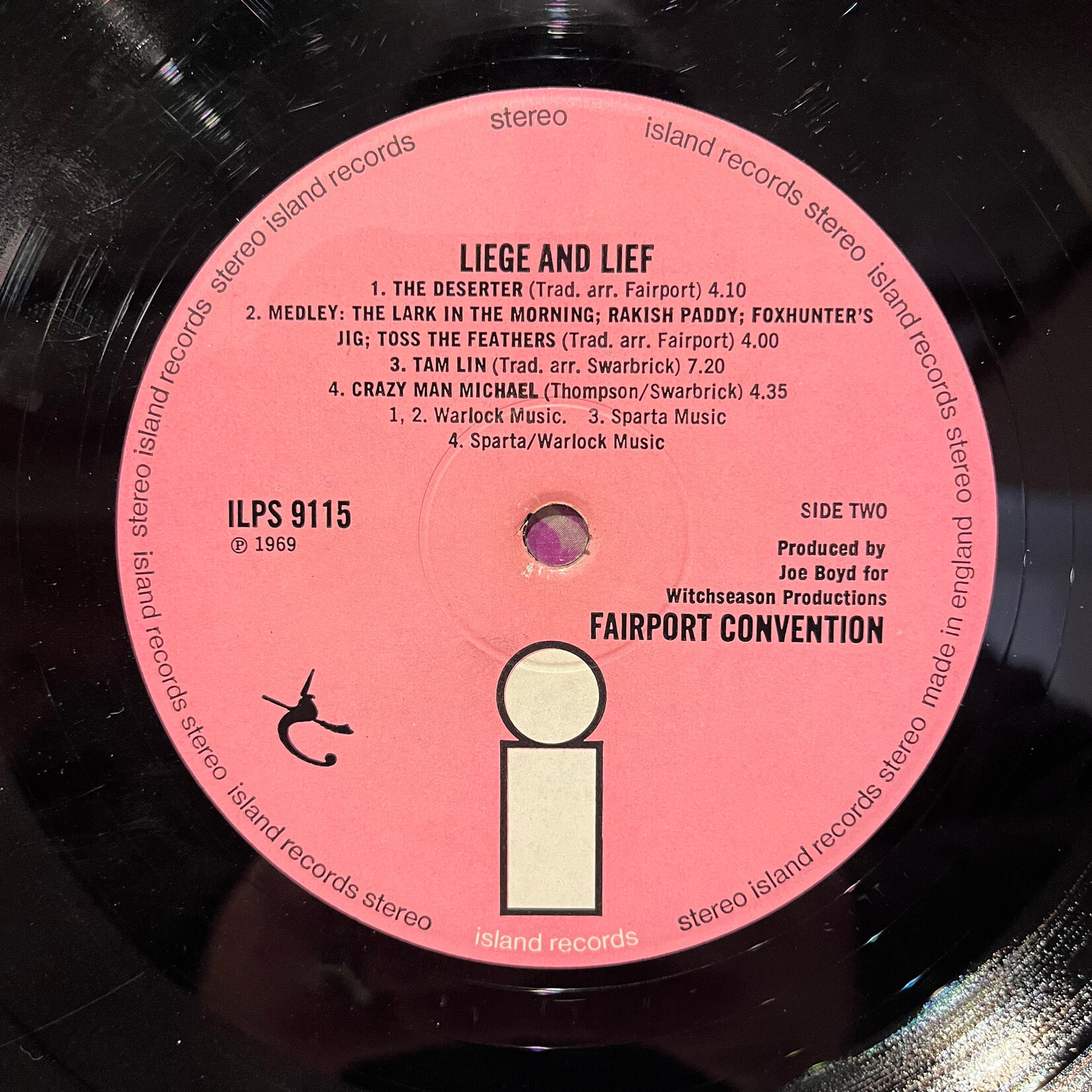 [Kollectible Vinyl] Fairport Convention: Liege & Lief  (1969, UK, Pink Island Label, VG) [ISLAND]