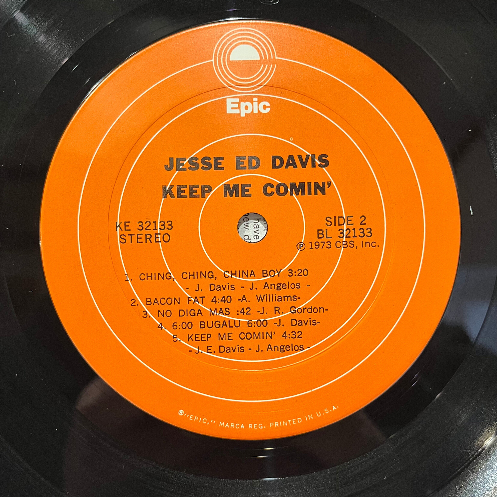 [Kollectible Vinyl] Davis, Jesse "Ed": Keep Me Comin' (1973, USA, w/ Insert + OG Inner, VG+) [EPIC]