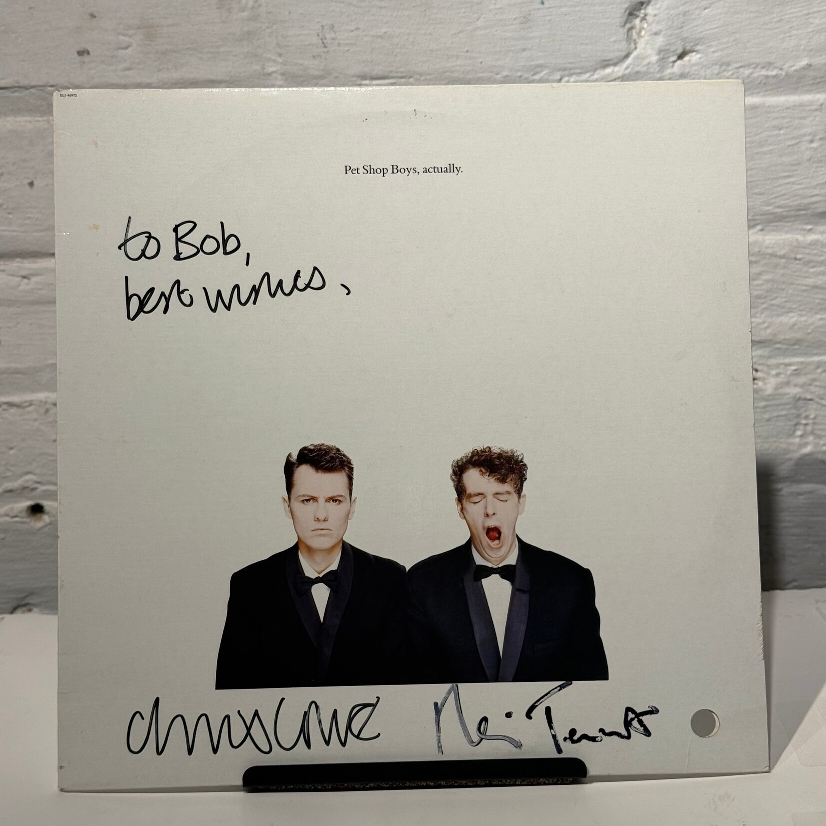 [Kollectible Vinyl] Pet Shop Boys: Actually (1987, Canada, Dedicated Autograph, with Inner, VG+) [EMI]