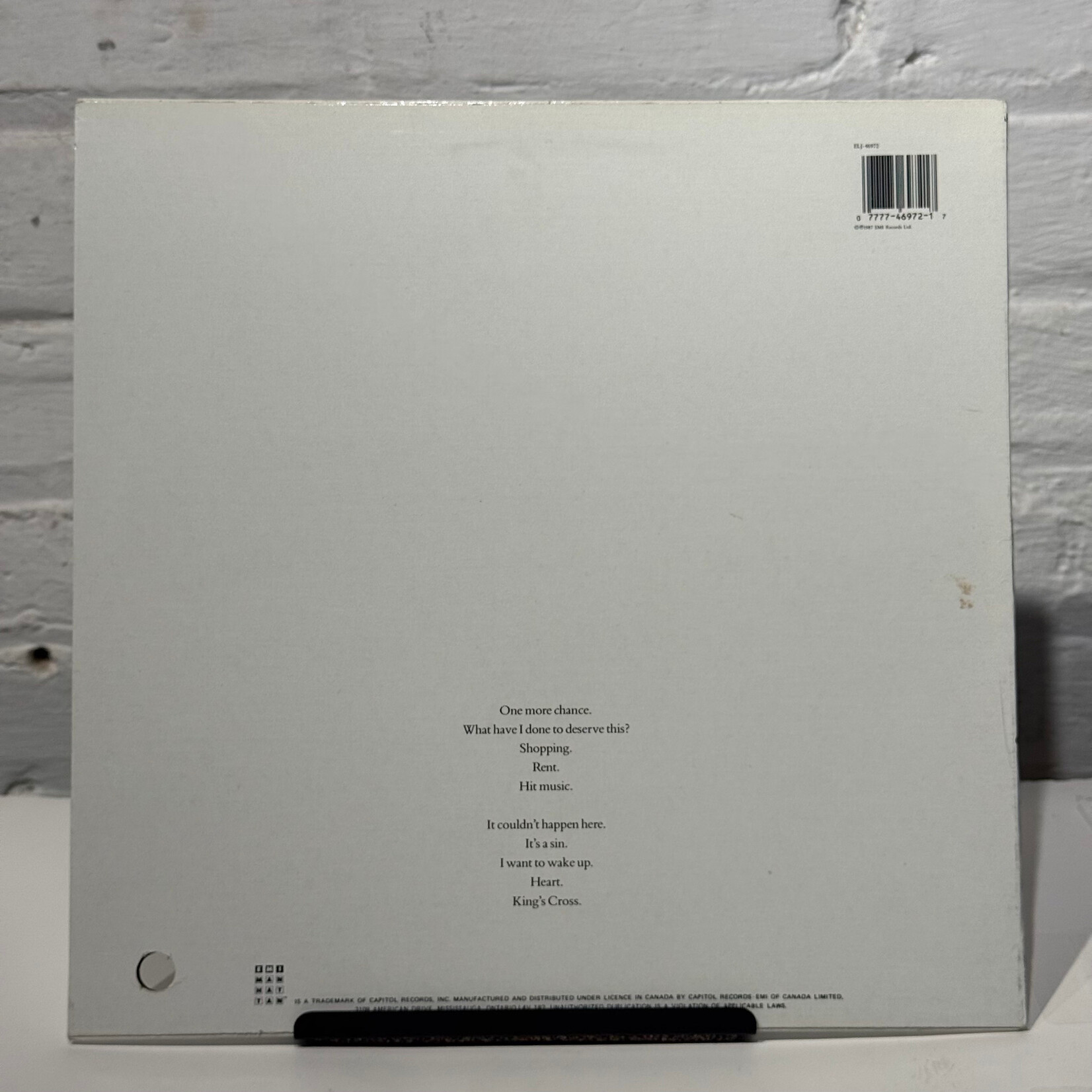 [Kollectible Vinyl] Pet Shop Boys: Actually (1987, Canada, Dedicated Autograph, with Inner, VG+) [EMI]