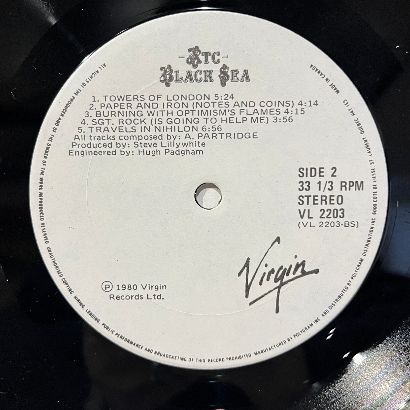 [Kollectible Vinyl] XTC: Black Sea (1980, Canada, w/ Black Bag, VG+) [VIRGIN]