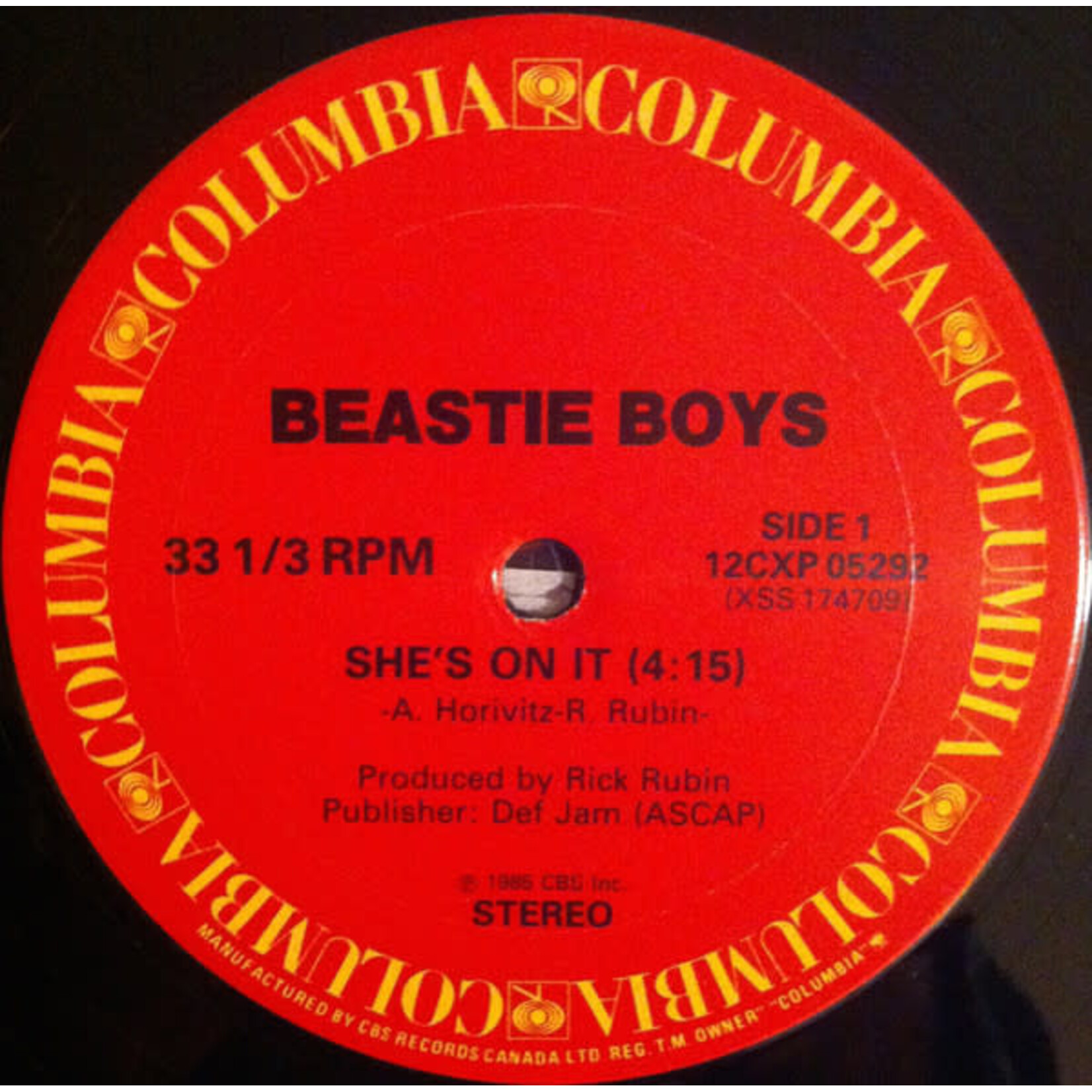 [Nick's Disk Pics] Beastie Boys: She's On It (1985, Canada, 12") [COLUMBIA]