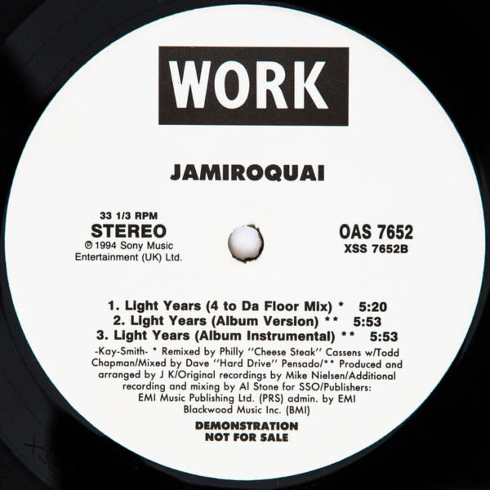 [Nick's Disk Pics] Jamiroquai: Light Years (1996, USA, 12", EX)[WORK]
