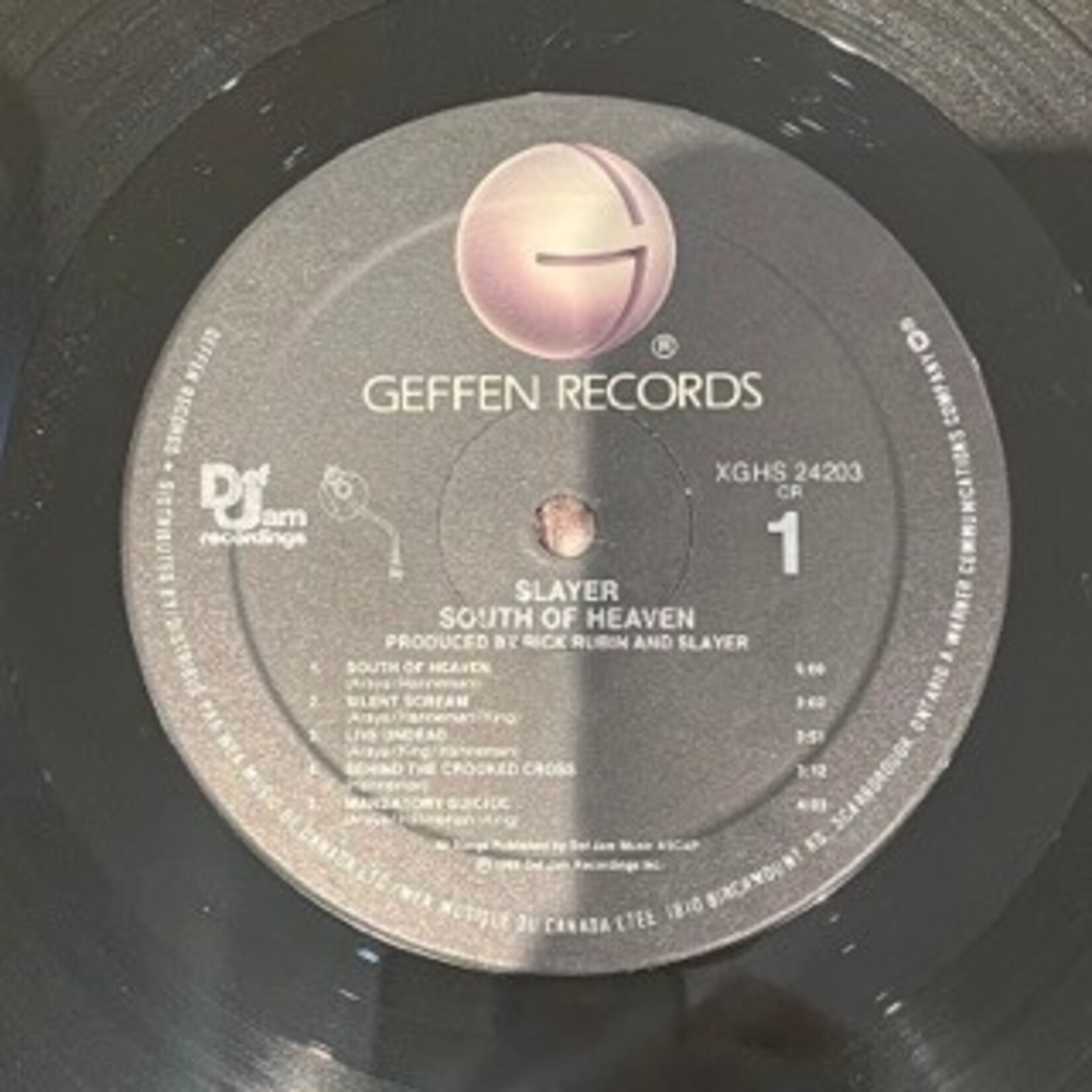 [Nick's Disk Pics] Slayer: South Of Heaven (1988, Canada, VG+) [GEFFEN]