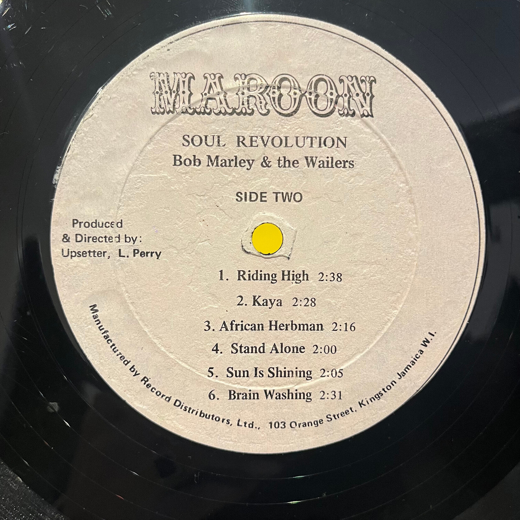 [Nick's Disk Pics] Marley ,Bob And The Wailers: Soul Revolution Part II (Original Jamaica Press, Disc VG) [MAROON]