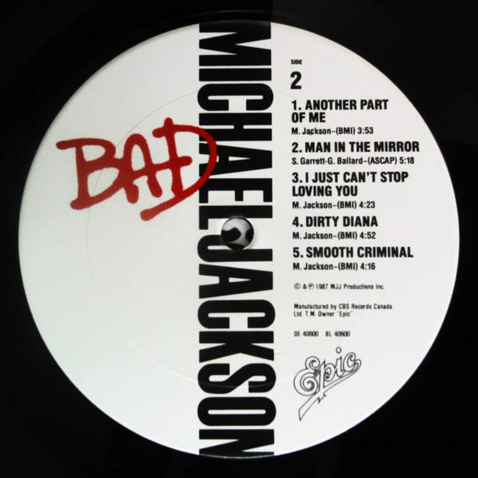 [Nick's Disk Pics] Jackson, Michael: Bad (Original Pressing, In Shrink w/Hype Sticker) [EPIC]