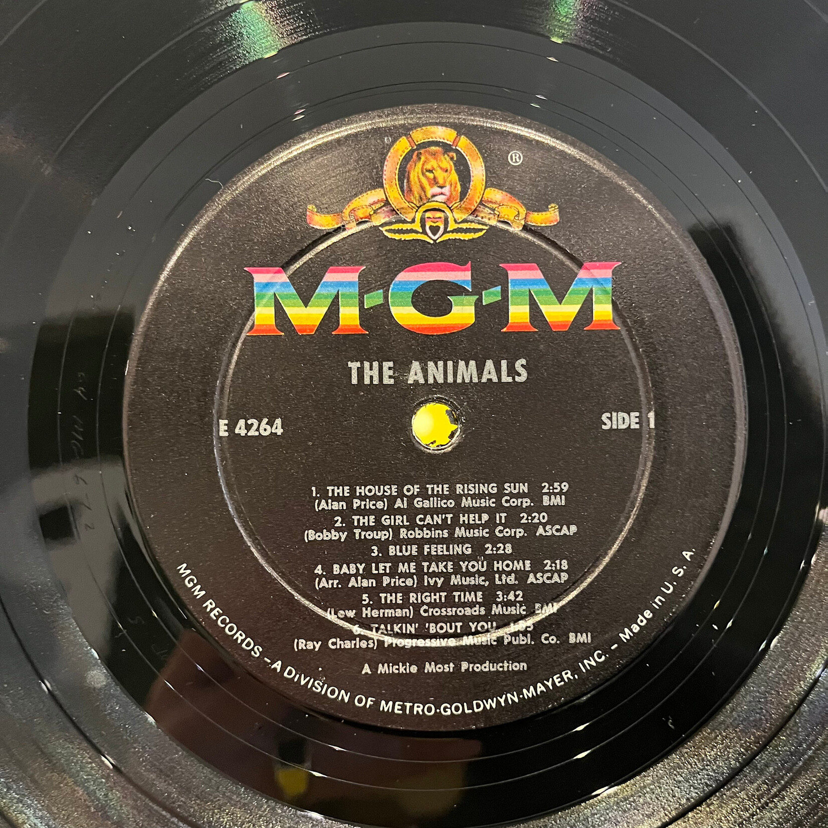 [Nick's Disk Pics] Animals: Self-Titled (1964, USA, Mono, Ex/VG++) [MGM]
