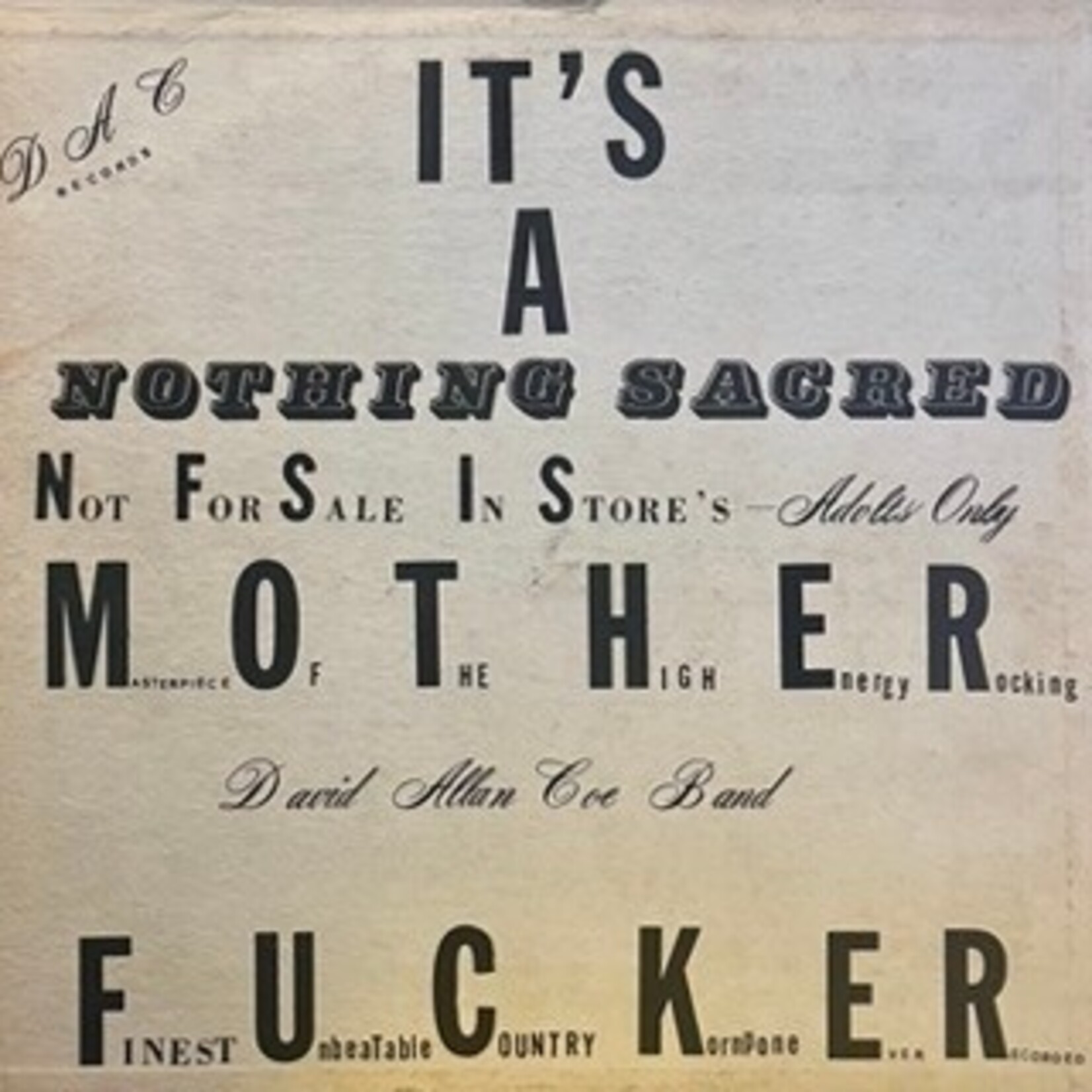 [Nick's Disk Pics] Allen Coe, David: Nothing Sacred (1978, VG) [DAC]
