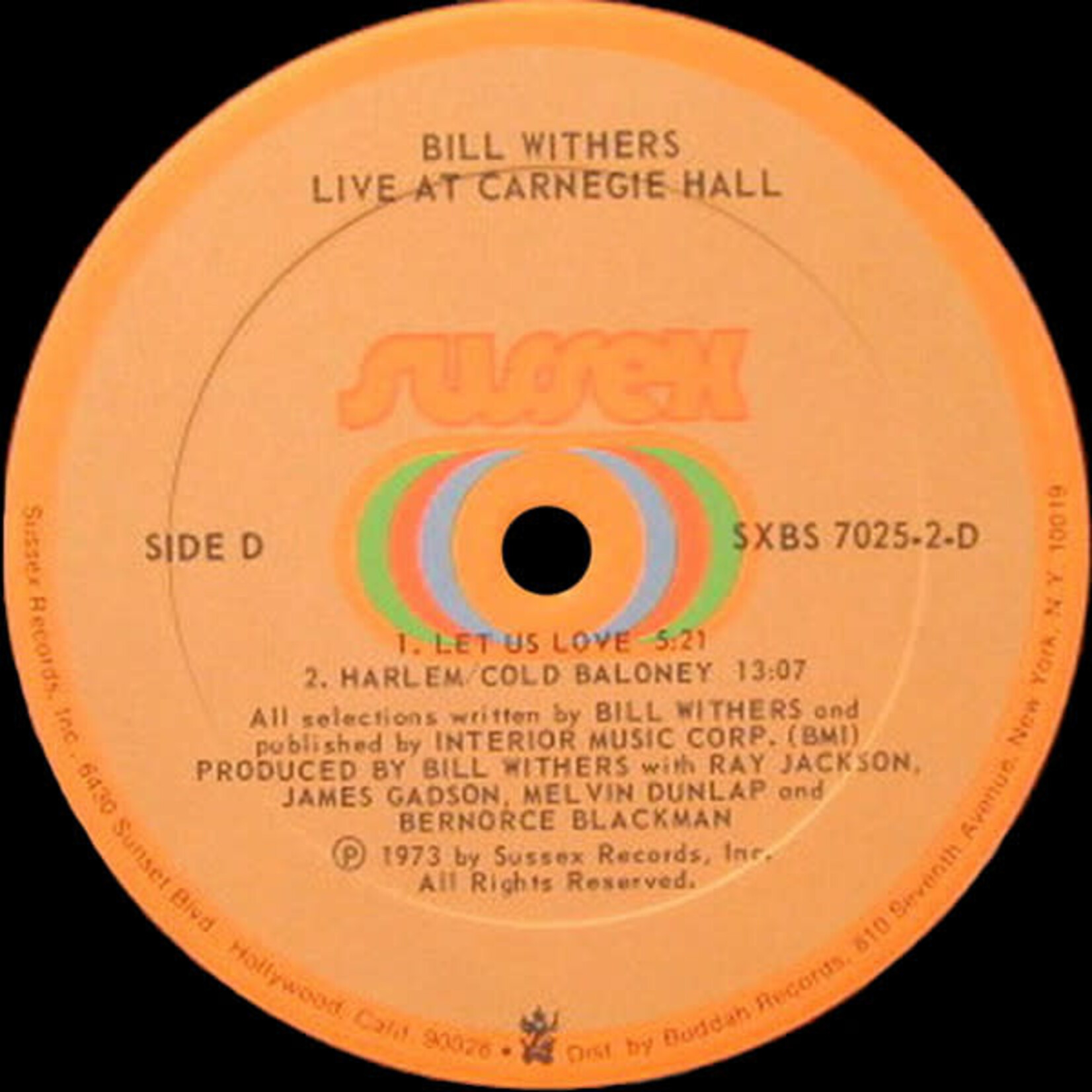 [Nick's Disk Pics] Withers, Bill: Live At Carnegie Hall (1973, US, w/ Inners, NM) [SUSSEX]