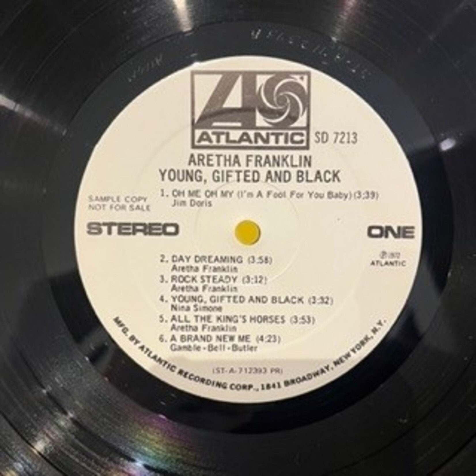 [Nick's Disk Pics] Franklin, Aretha: Young, Gifted and Black (1972, USA, White Promo Label, VG+) [ATLANTIC]