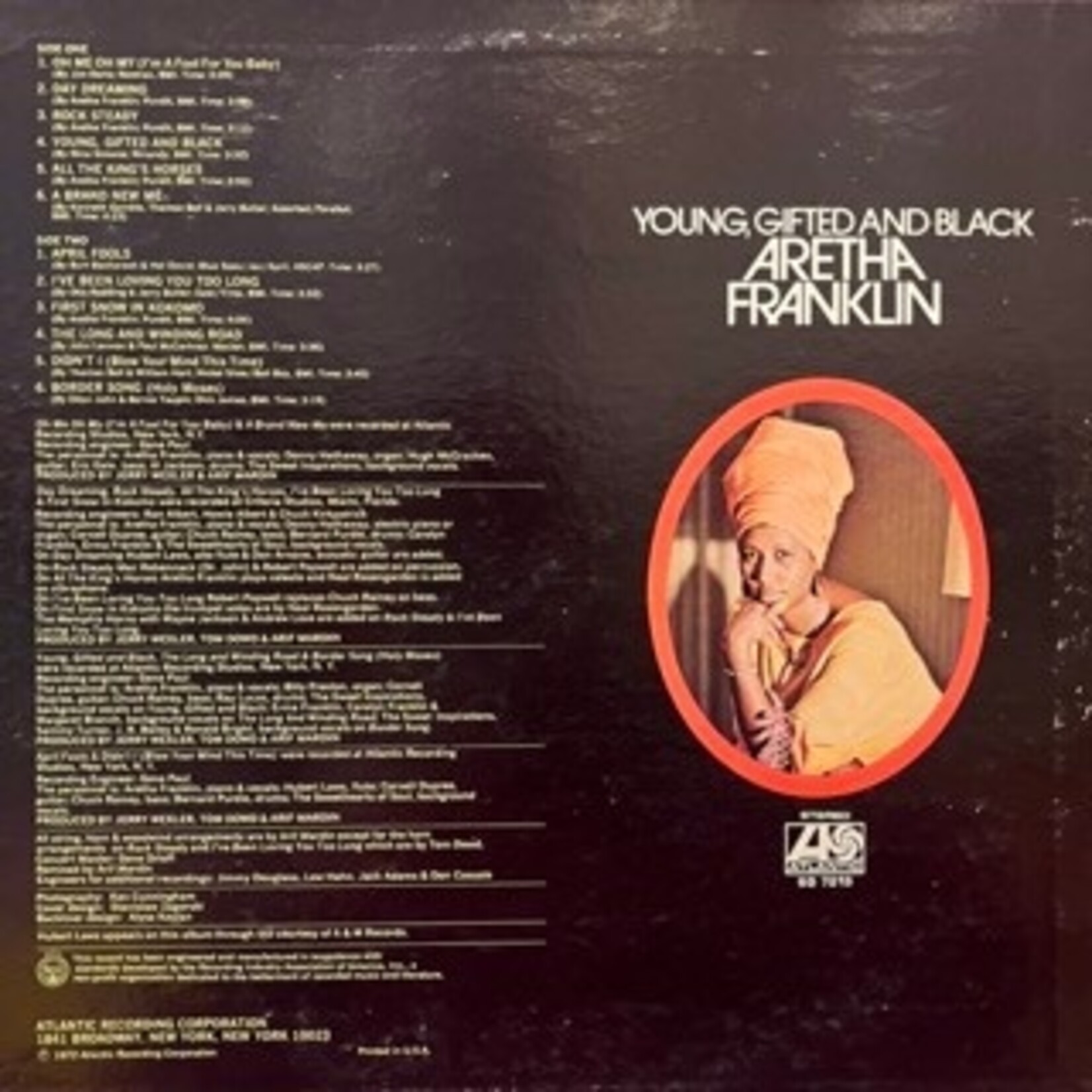 [Nick's Disk Pics] Franklin, Aretha: Young, Gifted and Black (1972, USA, White Promo Label, VG+) [ATLANTIC]