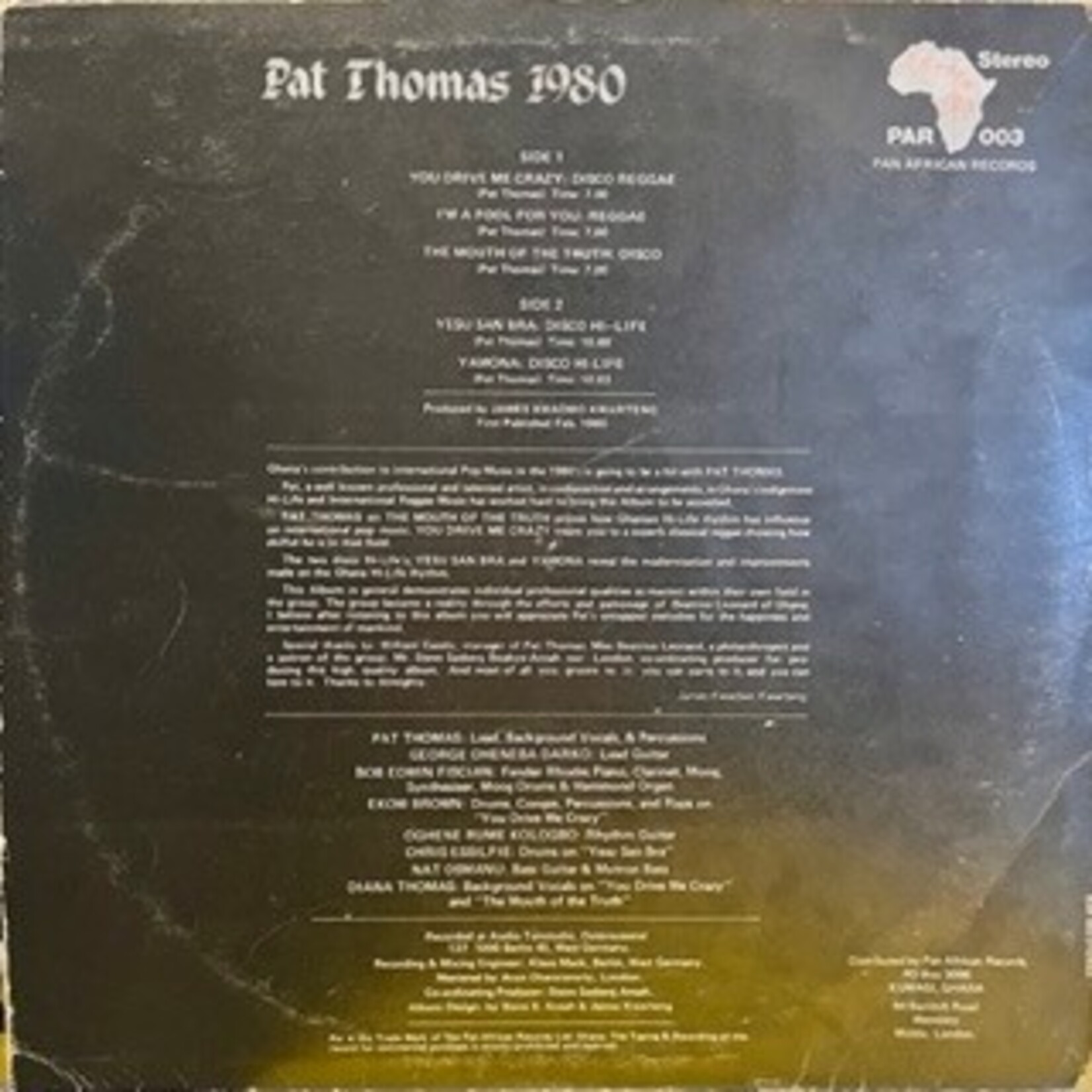 [Nick's Disk Pics] Thomas, Pat: 1980 (1980, UK, VG) [PAN AFRICAN]